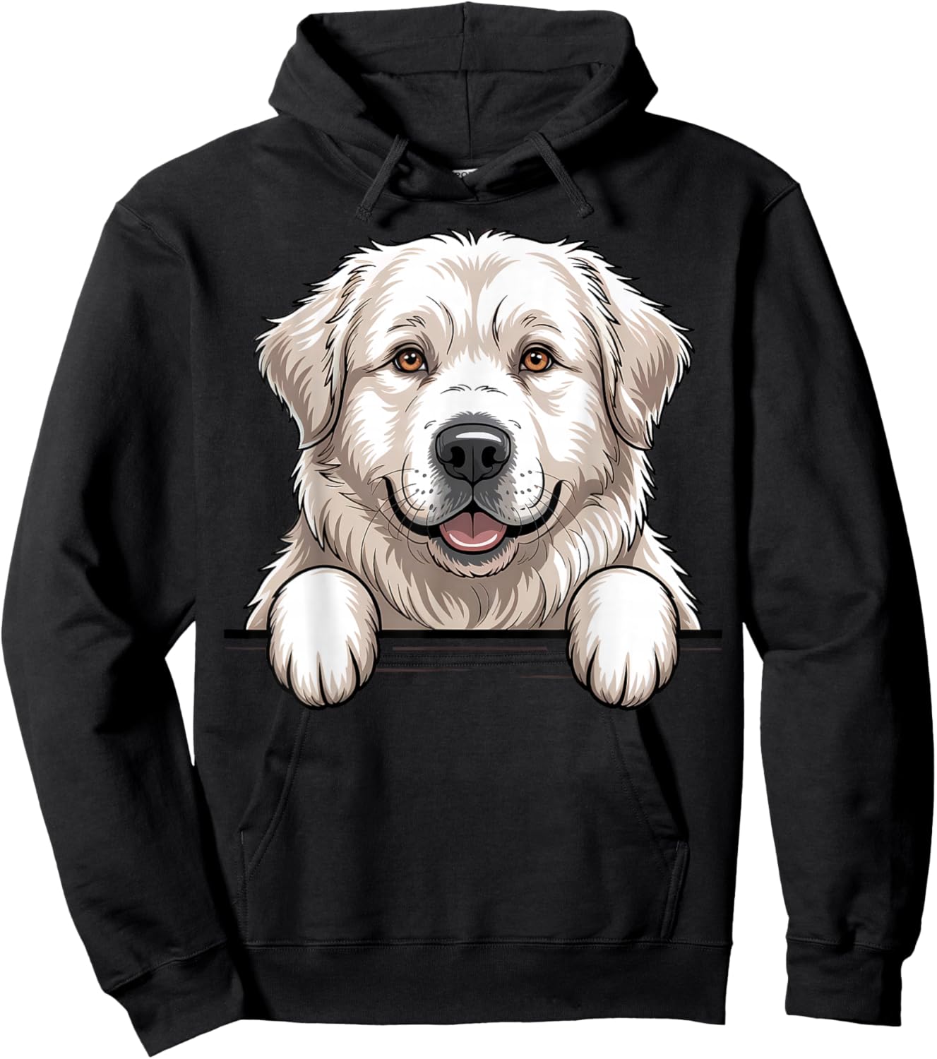 Great Pyrenees Funny Peeking Pocket Puppy Dog Lover Hoodie - Hoodie | Black