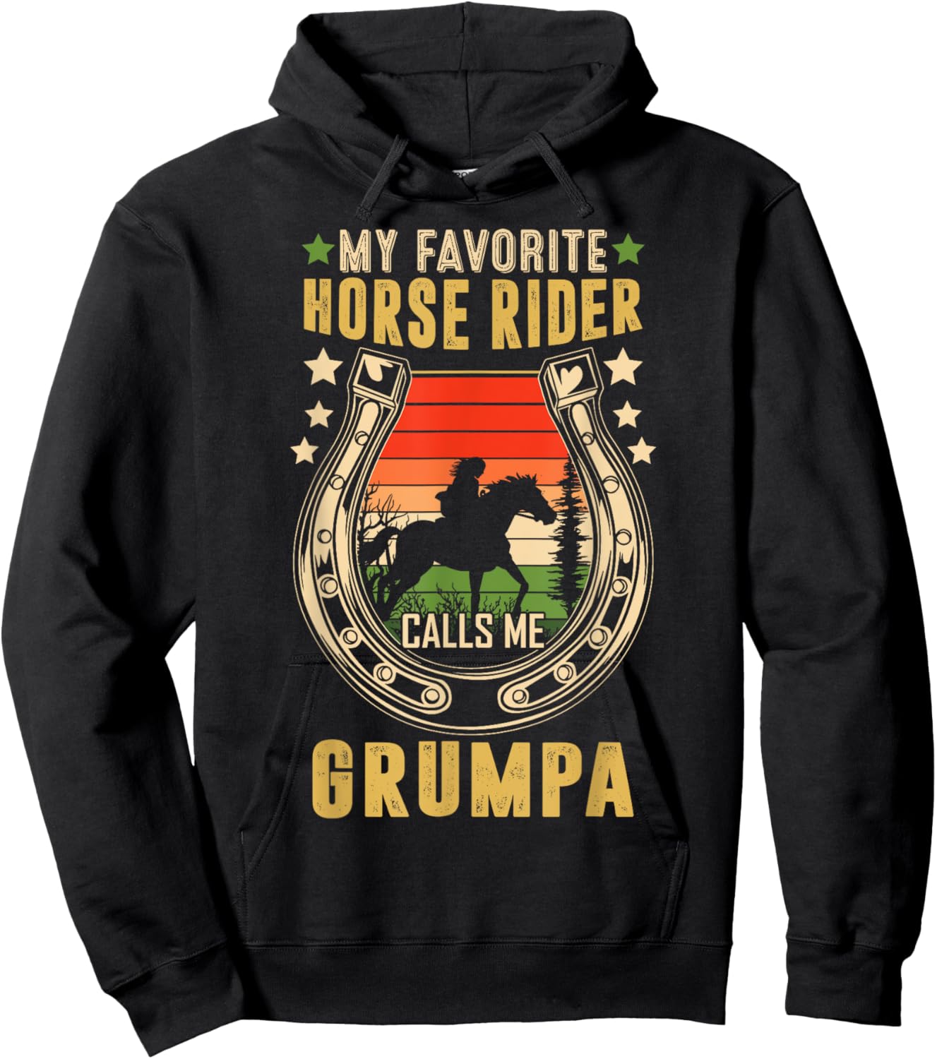 My Favorite Horse Rider Calls Me Grumpa Father's Day Hoodie - Hoodie | Black