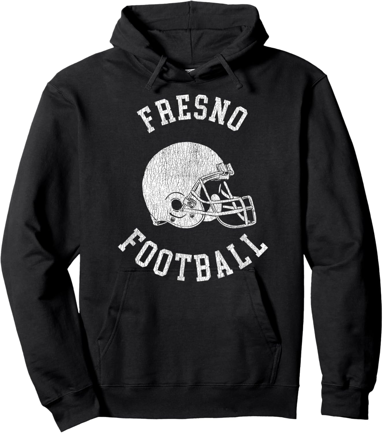 Fresno Football Throwback Football Helmet Retro Distressed Hoodie - Hoodie | Black