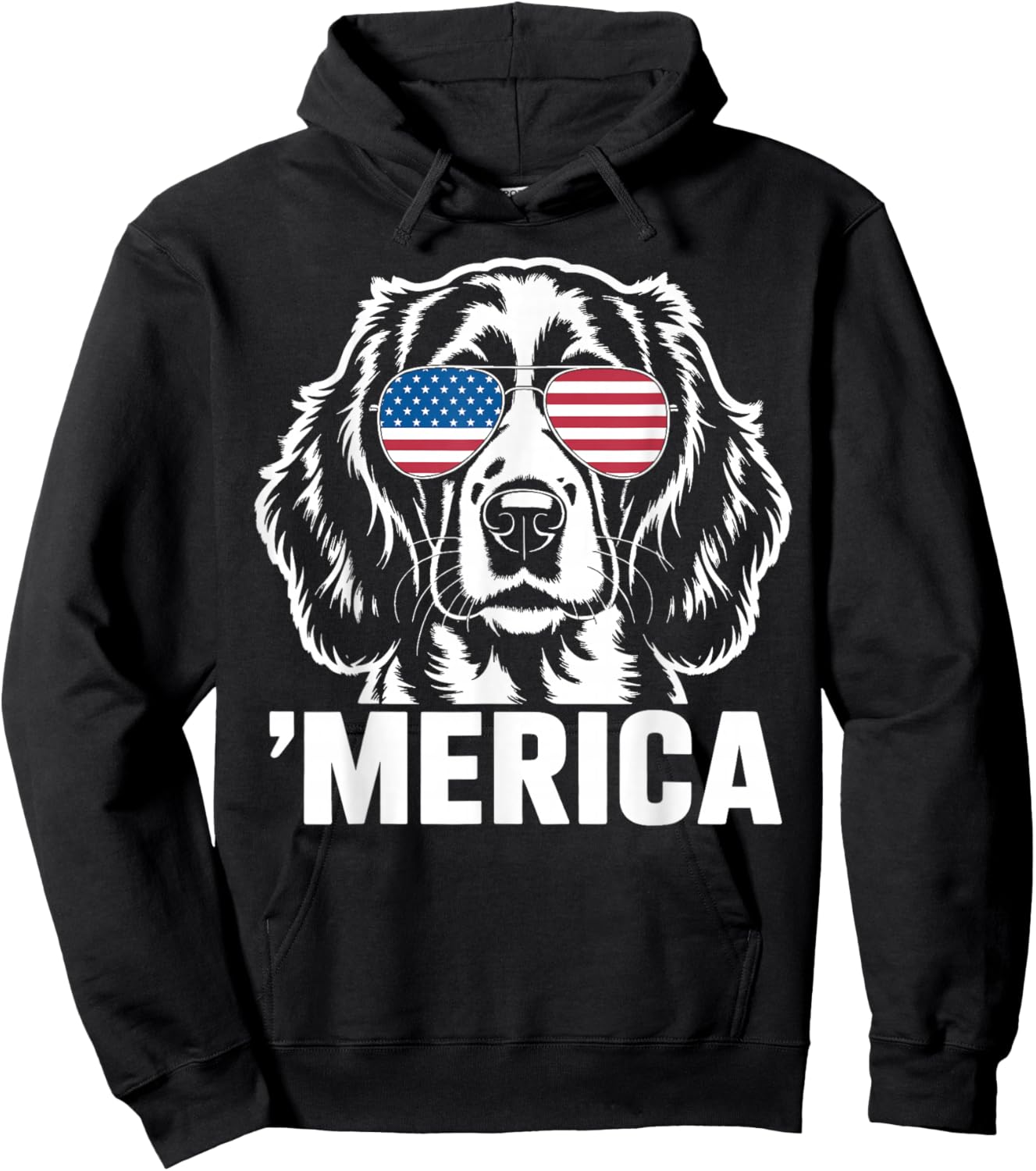 Patriotic American Flag 4th of July English Springer Spaniel Hoodie - Hoodie | Black