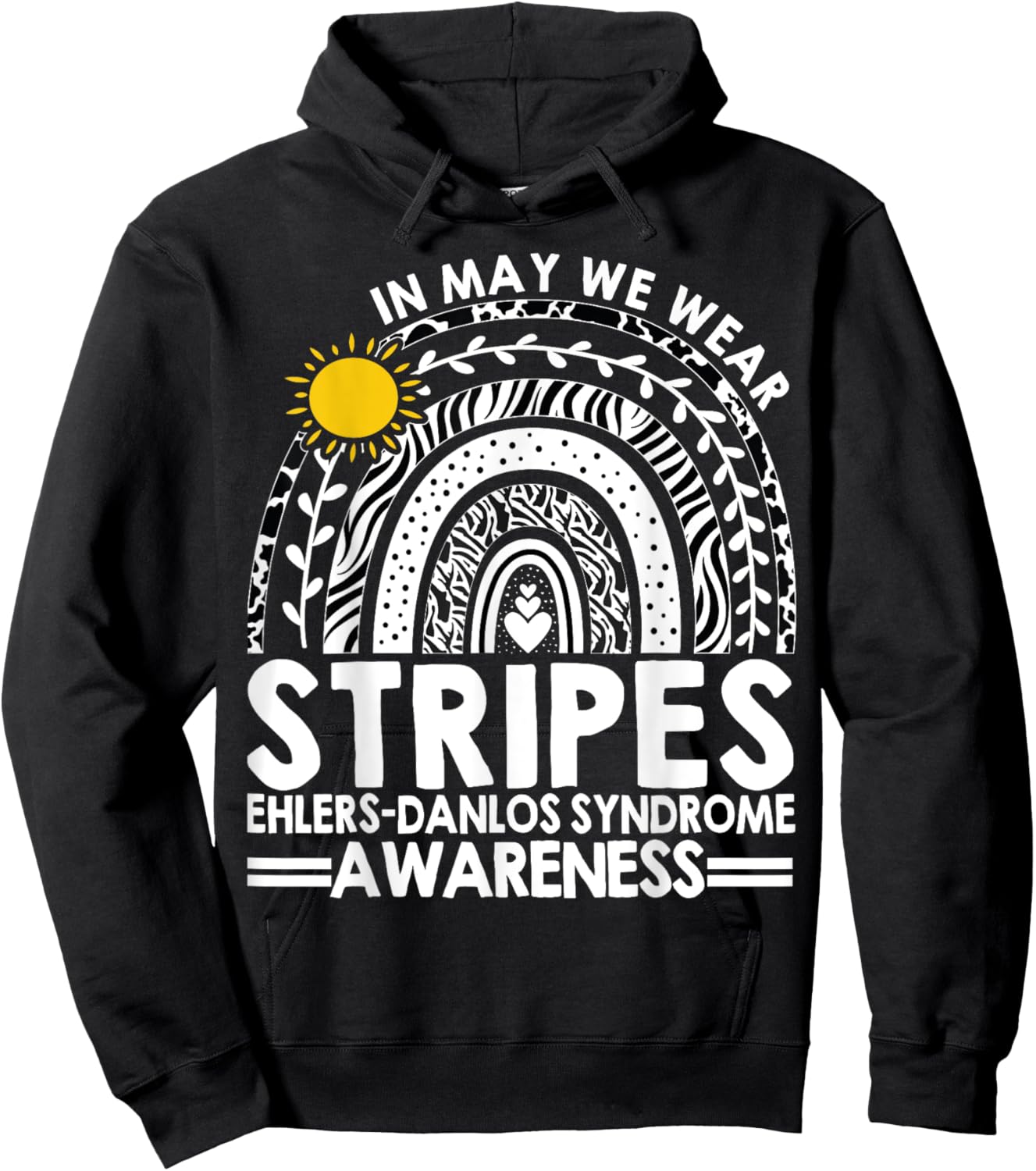 In May We Wear Stripes Ehlers-Danlos Syndrome Awareness Hoodie - Hoodie | Black