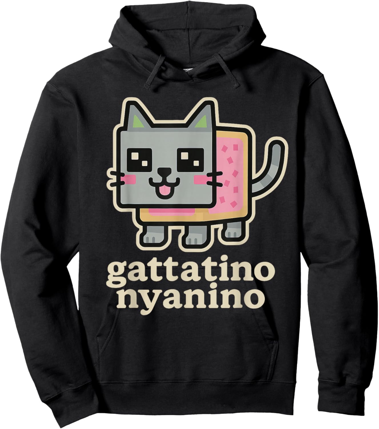 Gattatino Nyanino - Funny Cat Brainrot Gamer Teen Slang Meme Hoodie - Hoodie | Black