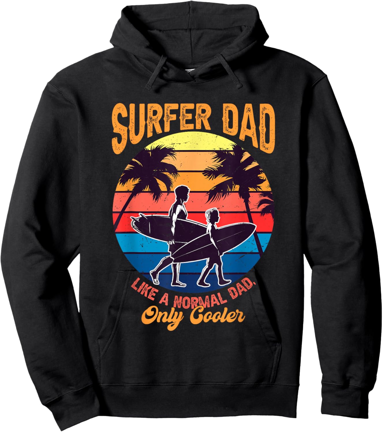 Surfer Dad Fathers Day Beach Surfing Lover Papa Husband Hoodie - Hoodie | Black