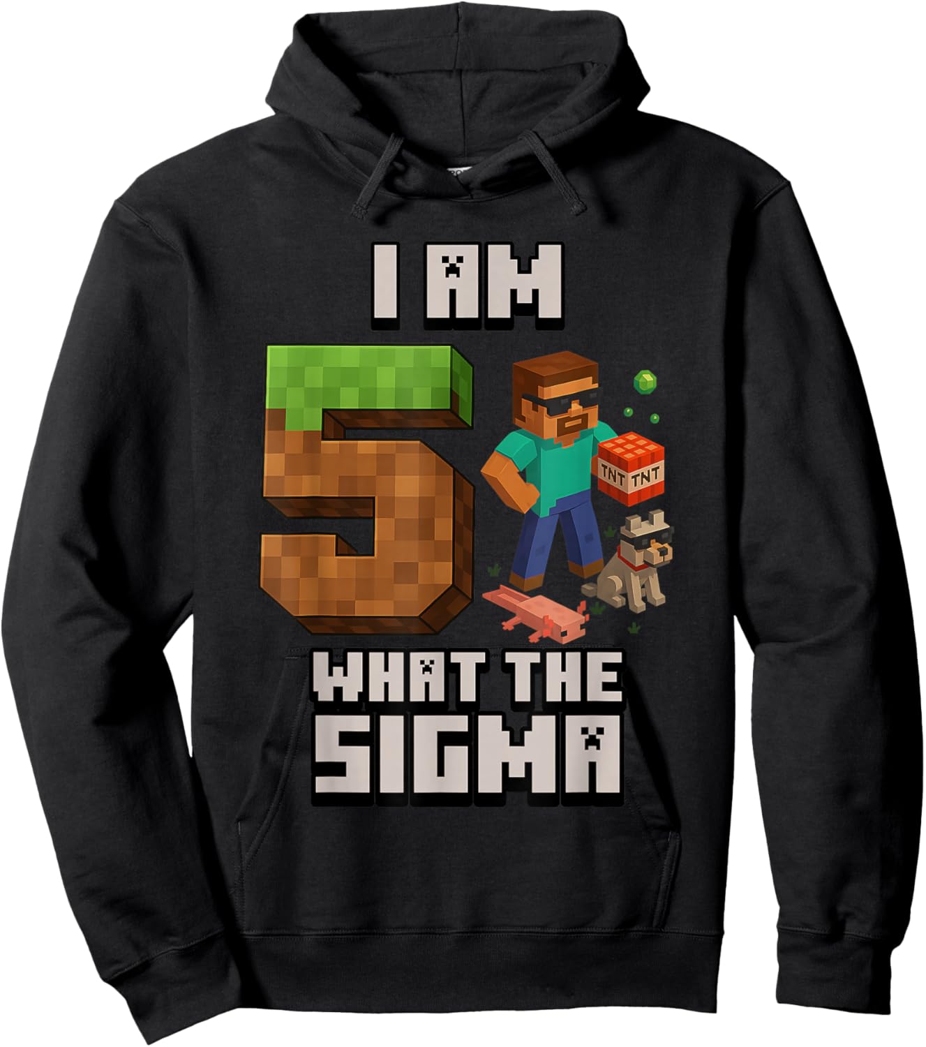 5th Birthday What The Sigma Pixel 5 Bday Gamer Boys Kids Hoodie - Hoodie | Black