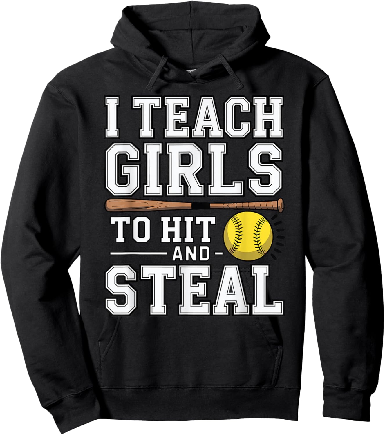 I Teach Girls Softball Coach Assistant Softball Coach Hoodie - Hoodie | Black