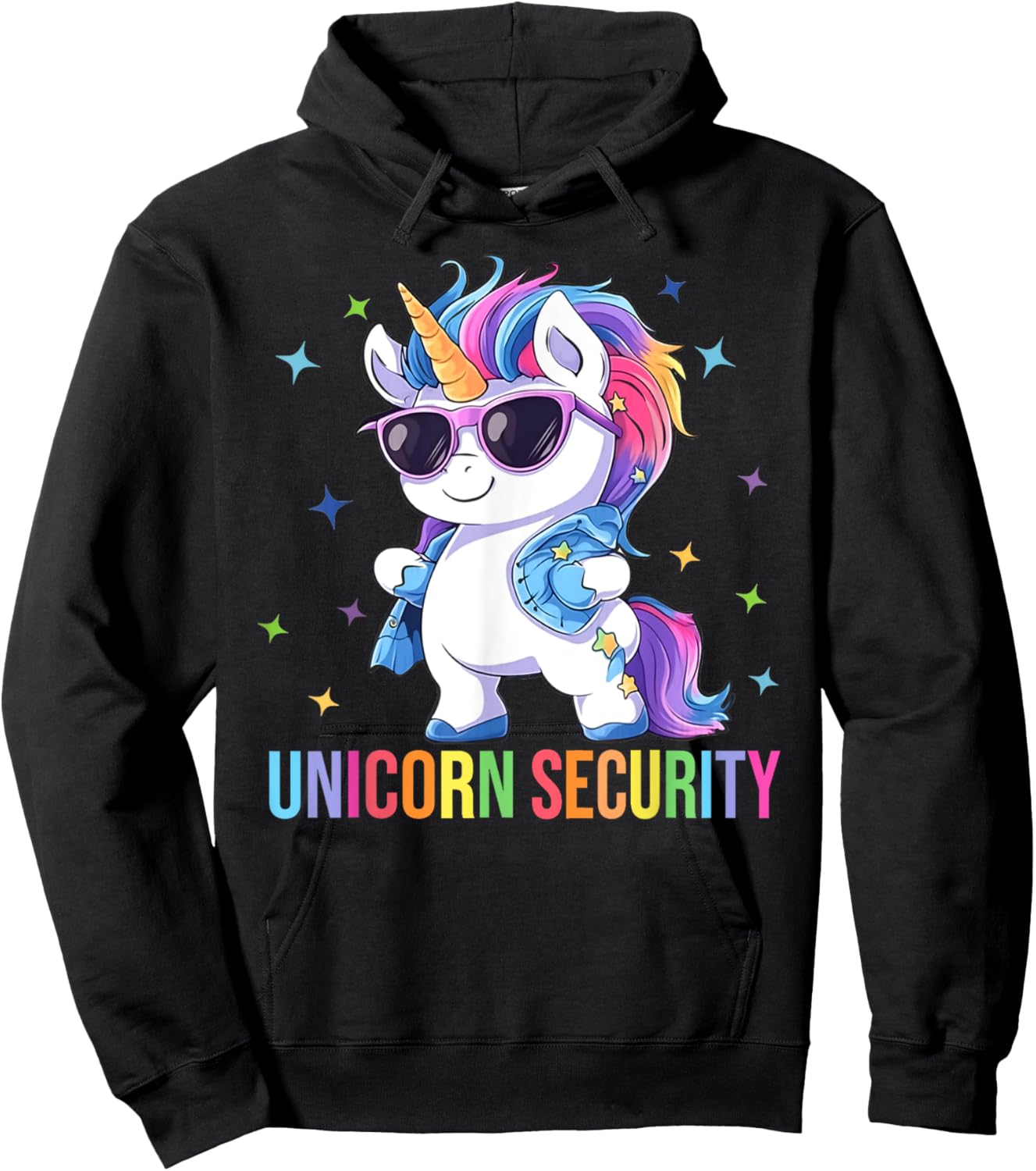 Birthday Party Dad Mom Daughter Costume Unicorn Security Hoodie - Hoodie | Black