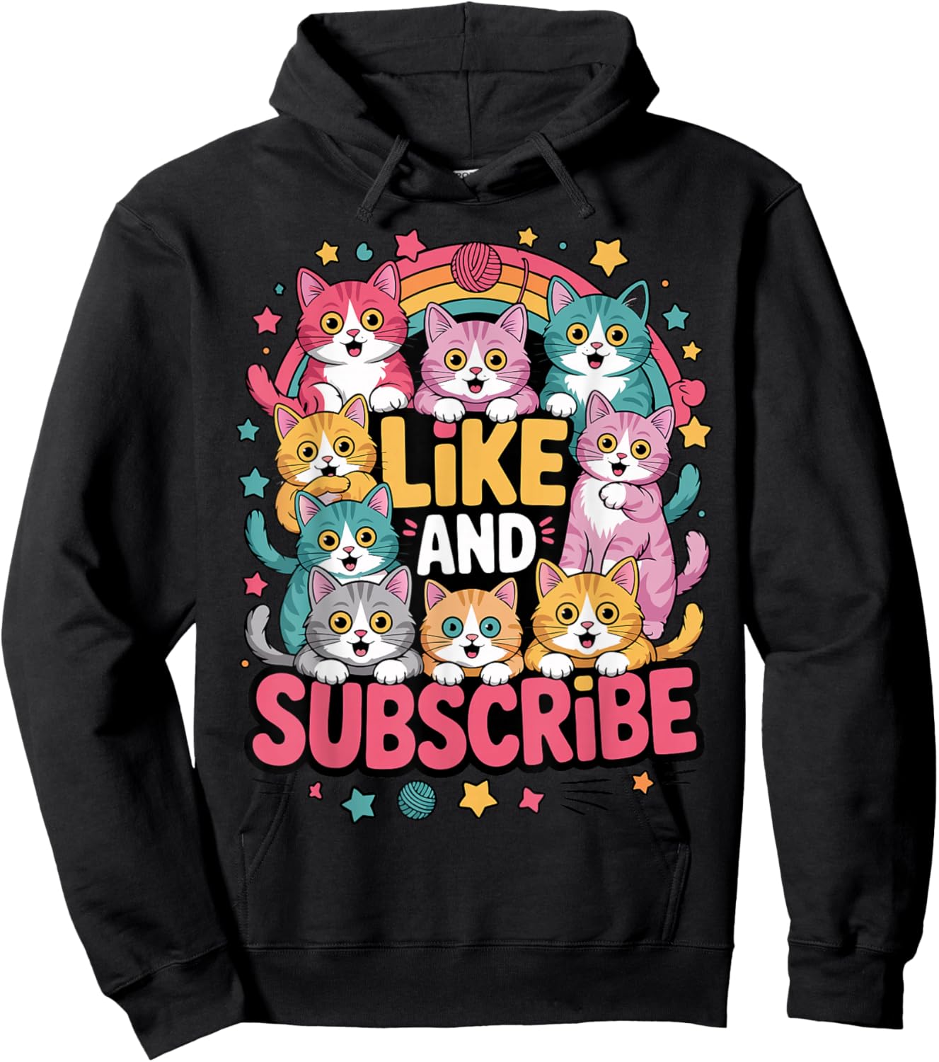 Like and Subscribe Cat Hoodie - Hoodie | Black
