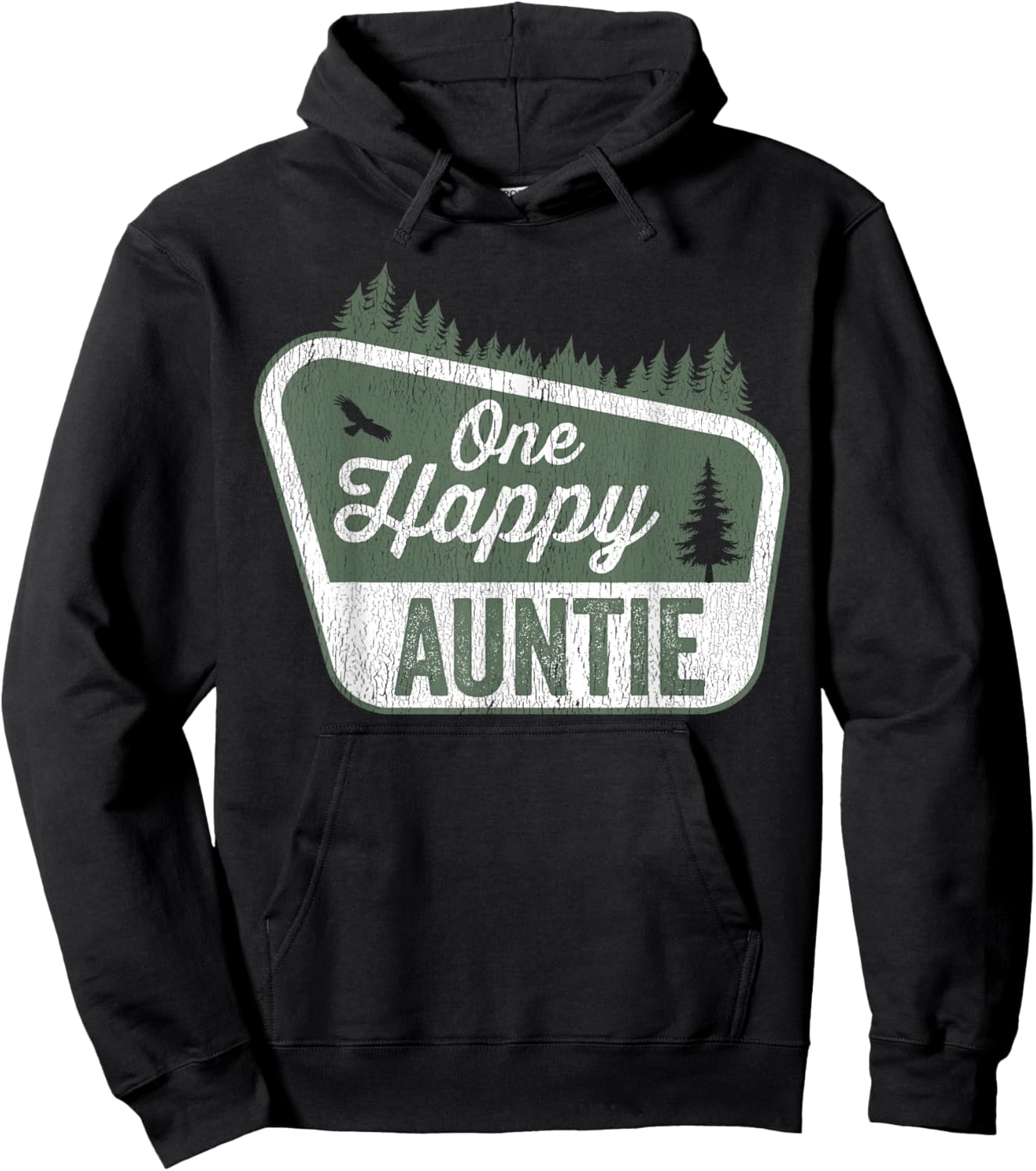 One Happy Auntie Matching Family Birthday Party Camping Hoodie - Hoodie | Black