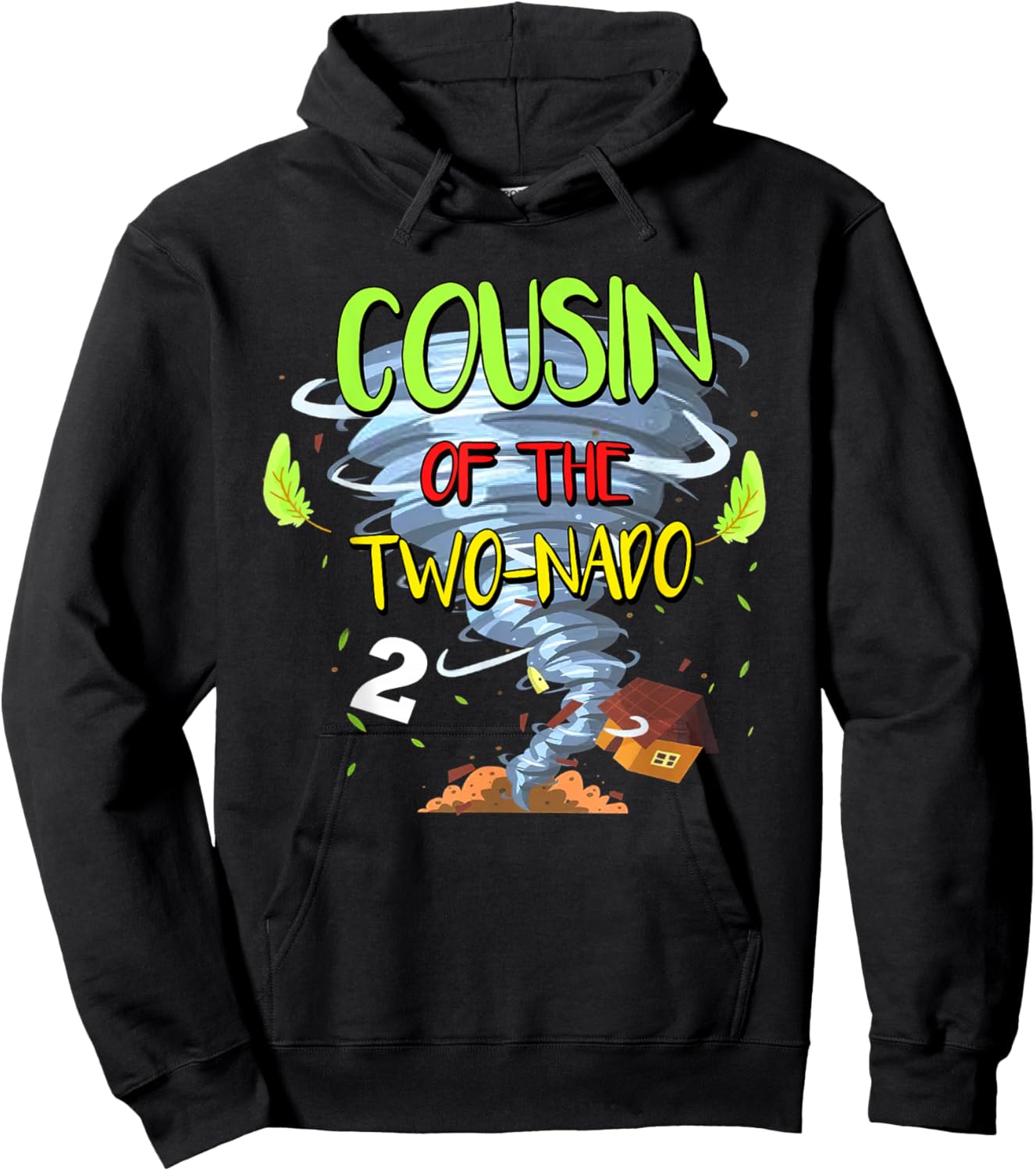 Cousin of the Two-nado Tornado Theme 2nd Birthday Party Hoodie - Hoodie | Black