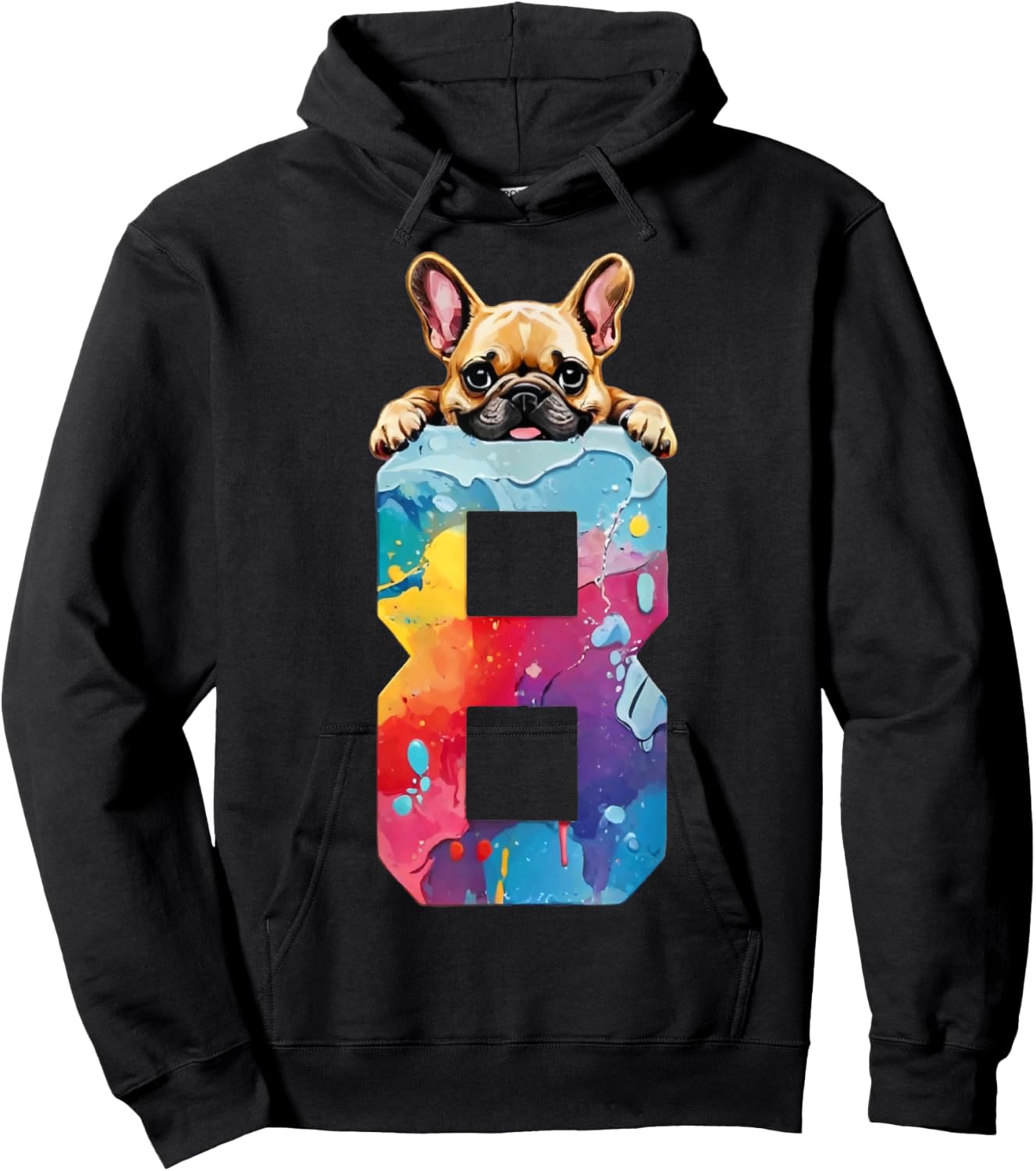 Dog 8 Years French Bulldog 8th Birthday Hoodie - Hoodie | Black