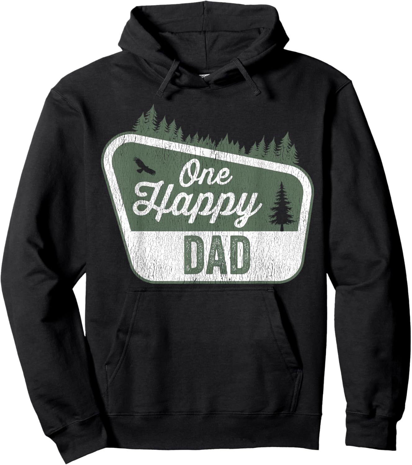 One Happy Dad Matching Family Birthday Party Camping Hoodie - Hoodie | Black