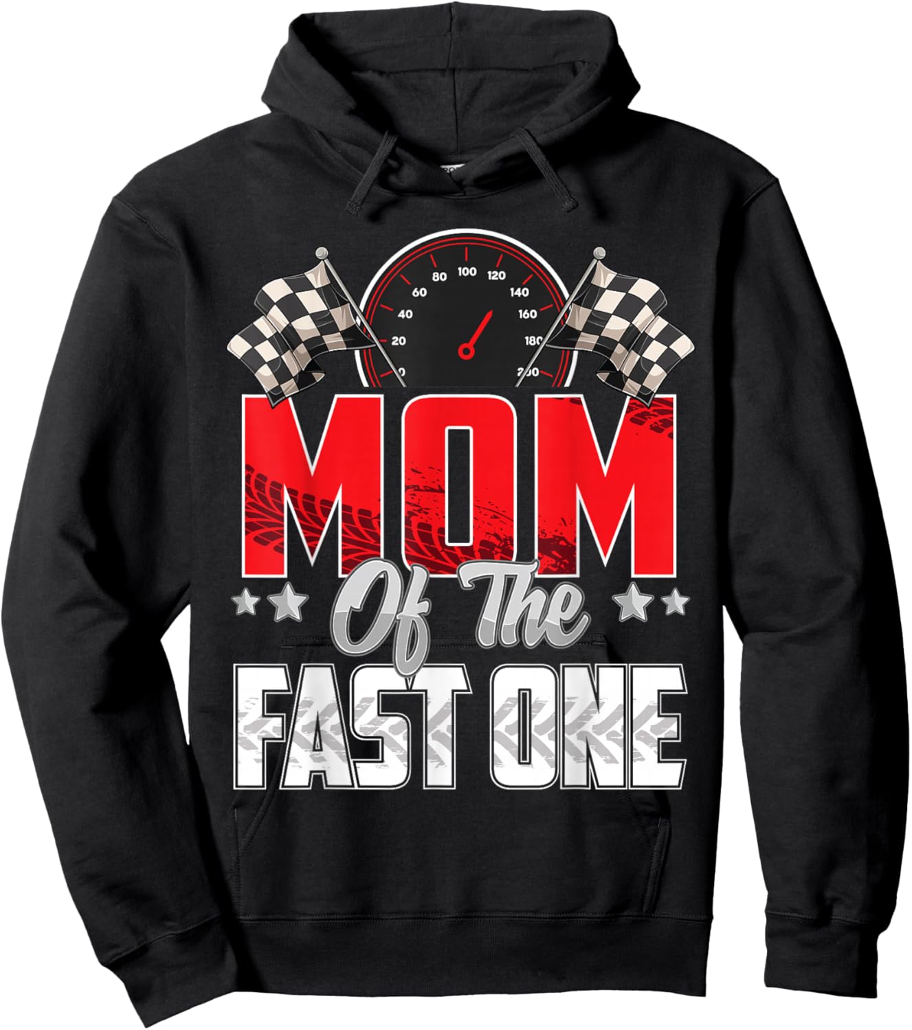 1 year old racing car fast one birthday 1st Family Mom Hoodie - Hoodie | Black
