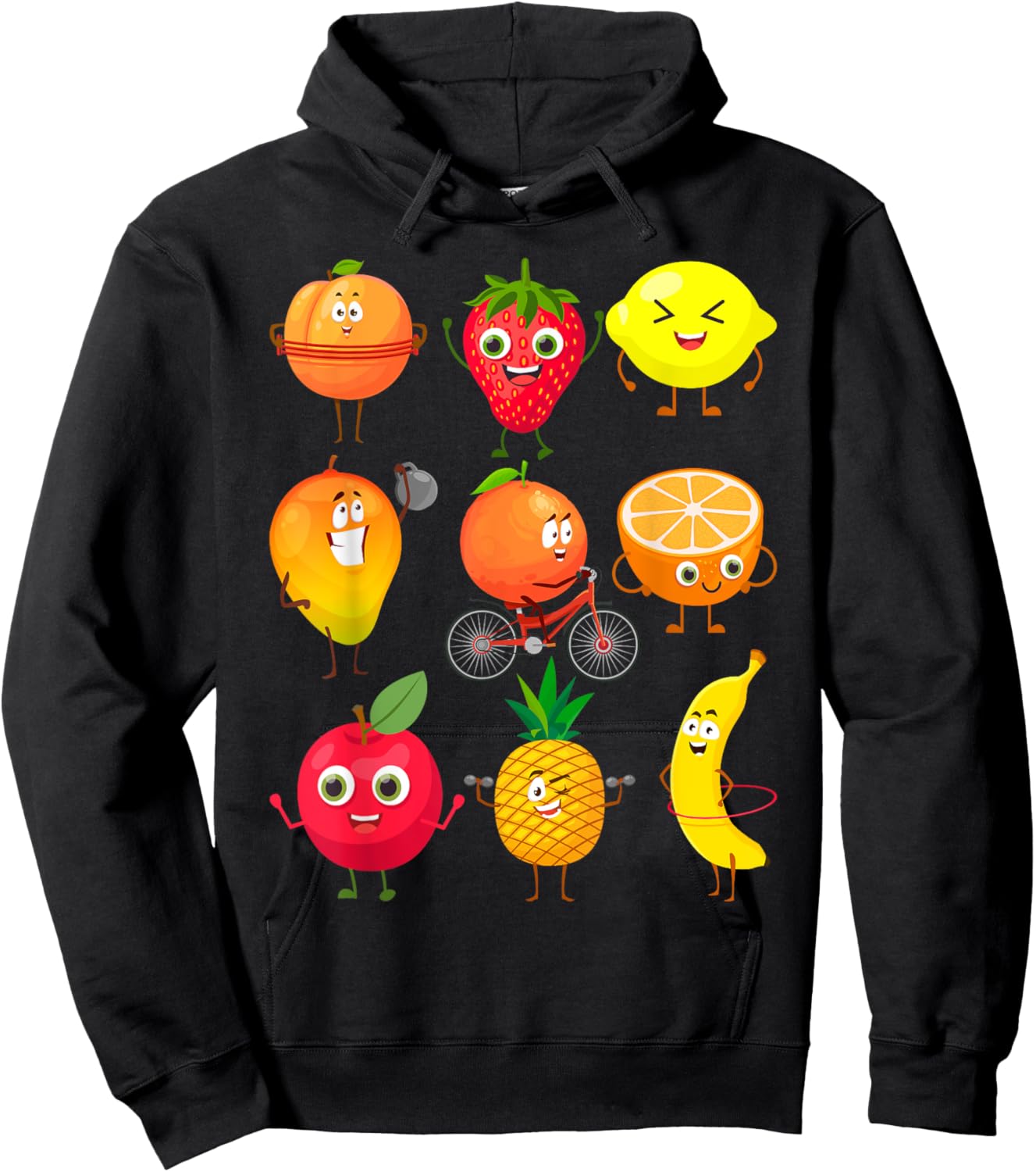 Funny Fruits Collage Fruit and Vegetables Hoodie - Hoodie | Black