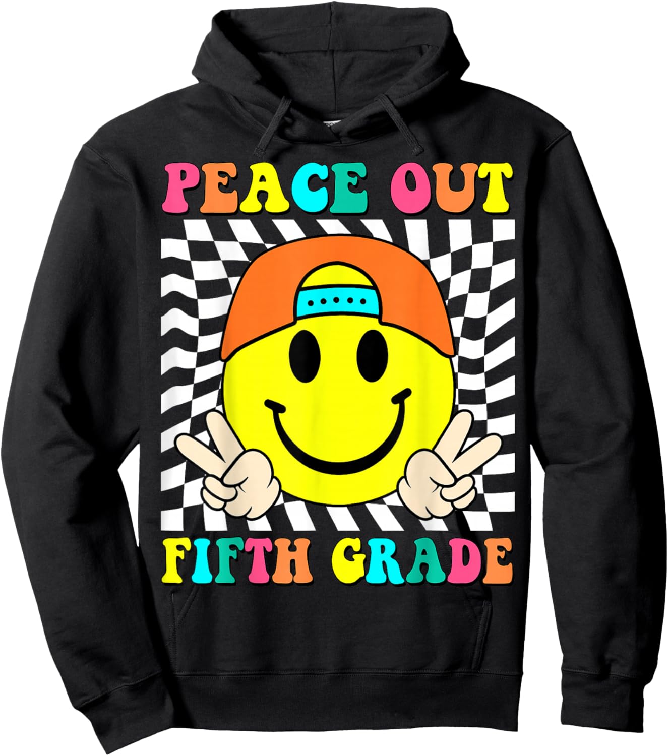 Last Day of School Peace Out 5th Grade Kids Boy Graduation Hoodie - Hoodie | Black