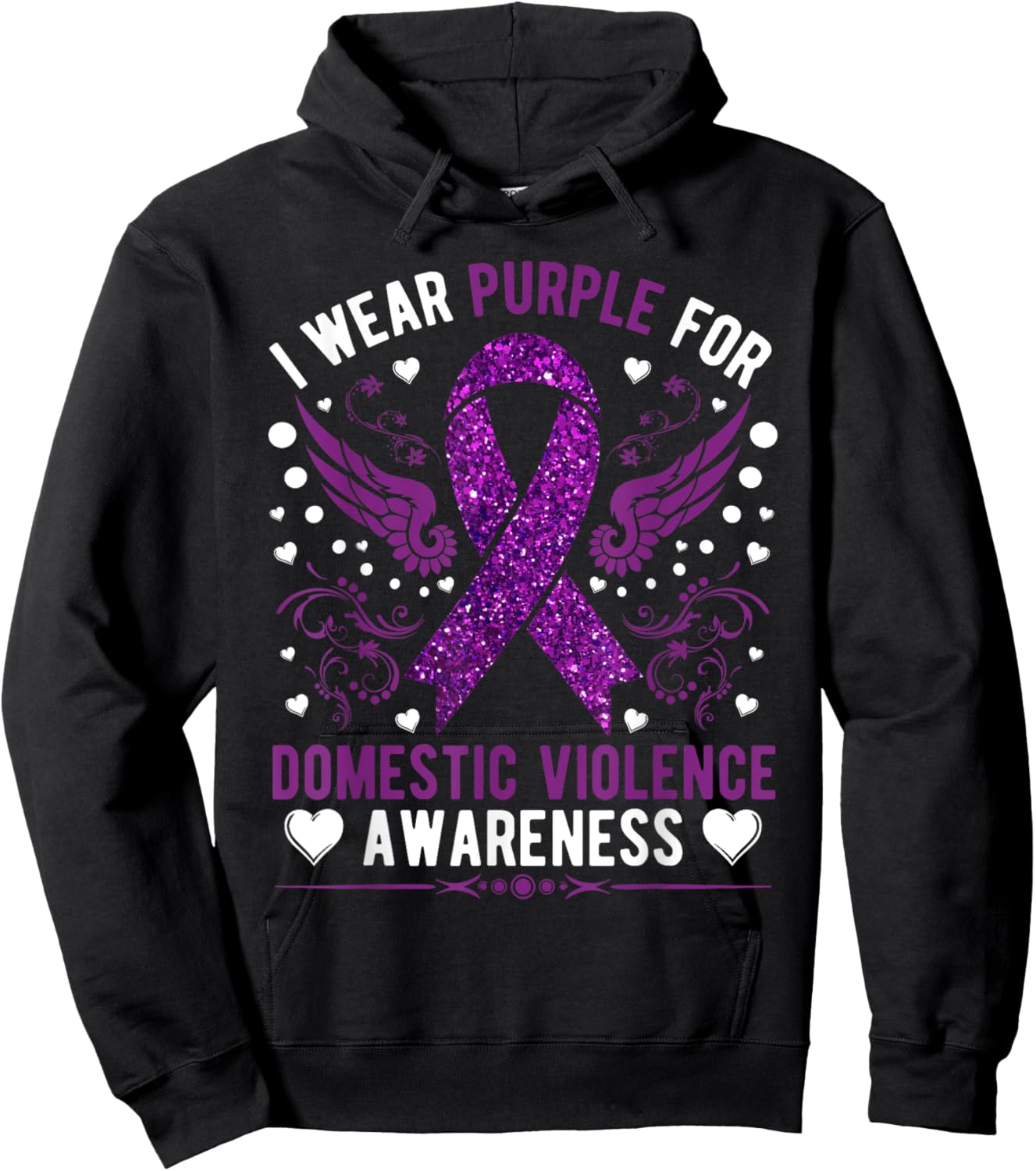 I Wear Purple For Domestic Violence Awareness Hoodie - Hoodie | Black