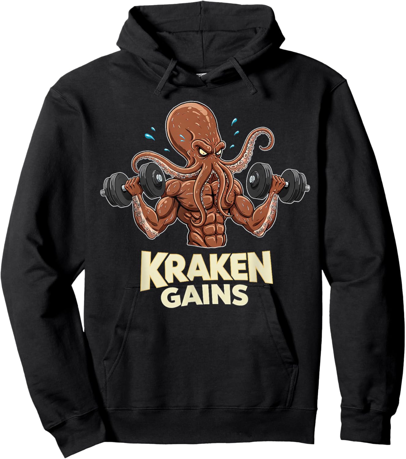 Kraken Gains Muscular Octopus Weightlifting Gym Workout Hoodie - Hoodie | Black