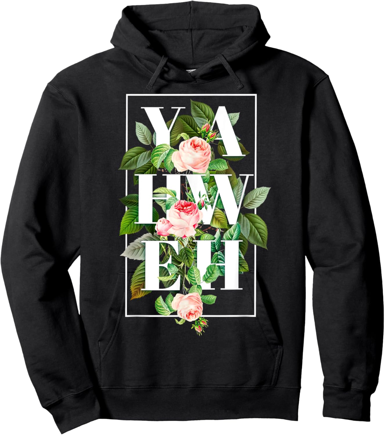 YHWH Yahweh Hebrew God Jewish Christian Retro Flower Hoodie - Hoodie | Black