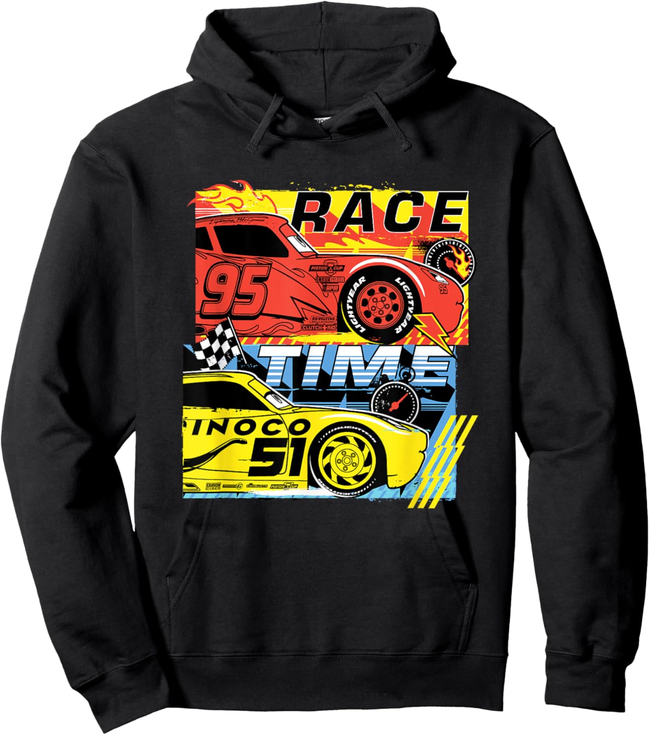 Disney Pixar Cars 3 McQueen And Cruz Race Time Chest Poster Hoodie - Hoodie | Black