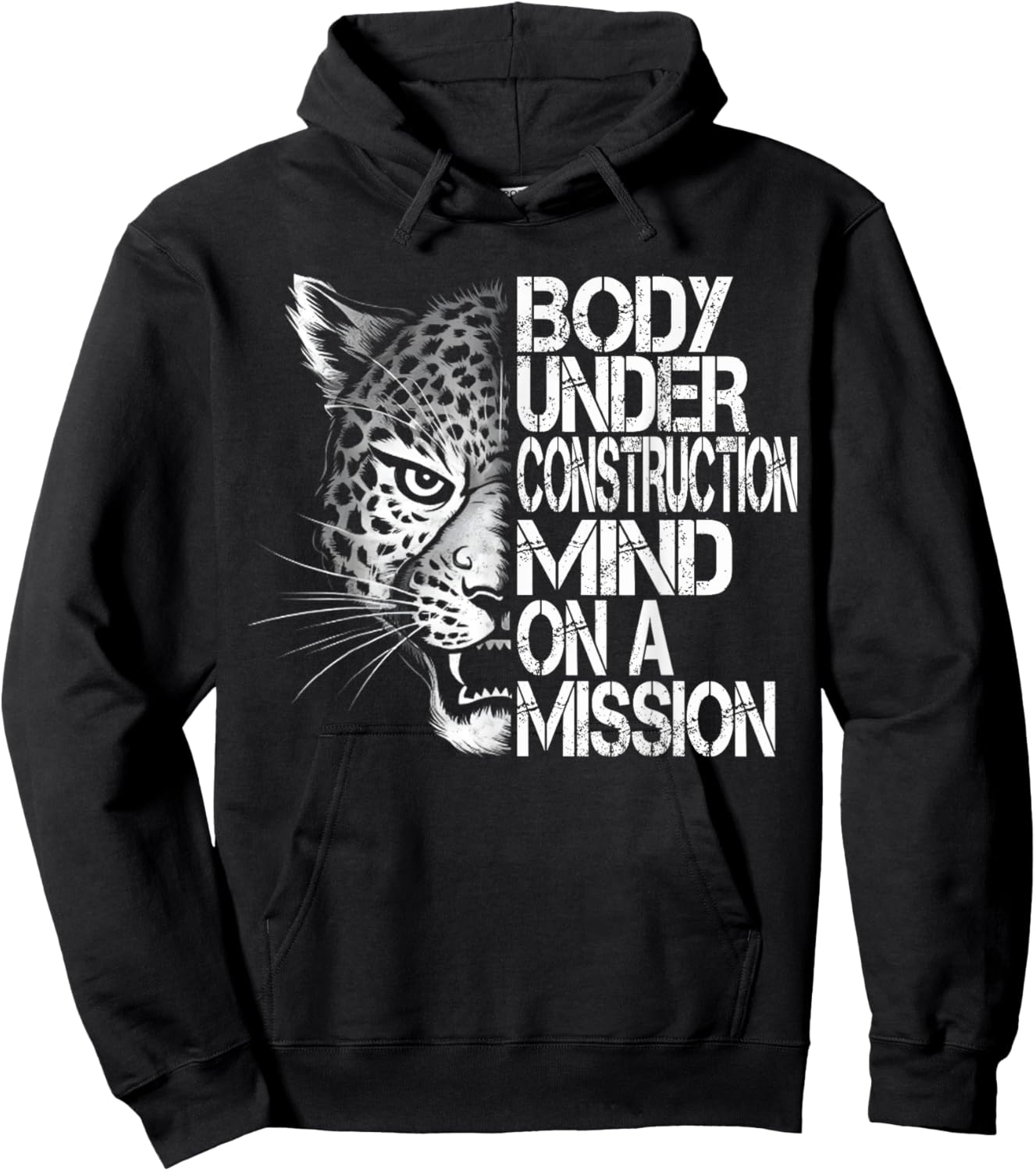 Tiger Gym Lovers Men Women Workout Body under construction Hoodie - Hoodie | Black
