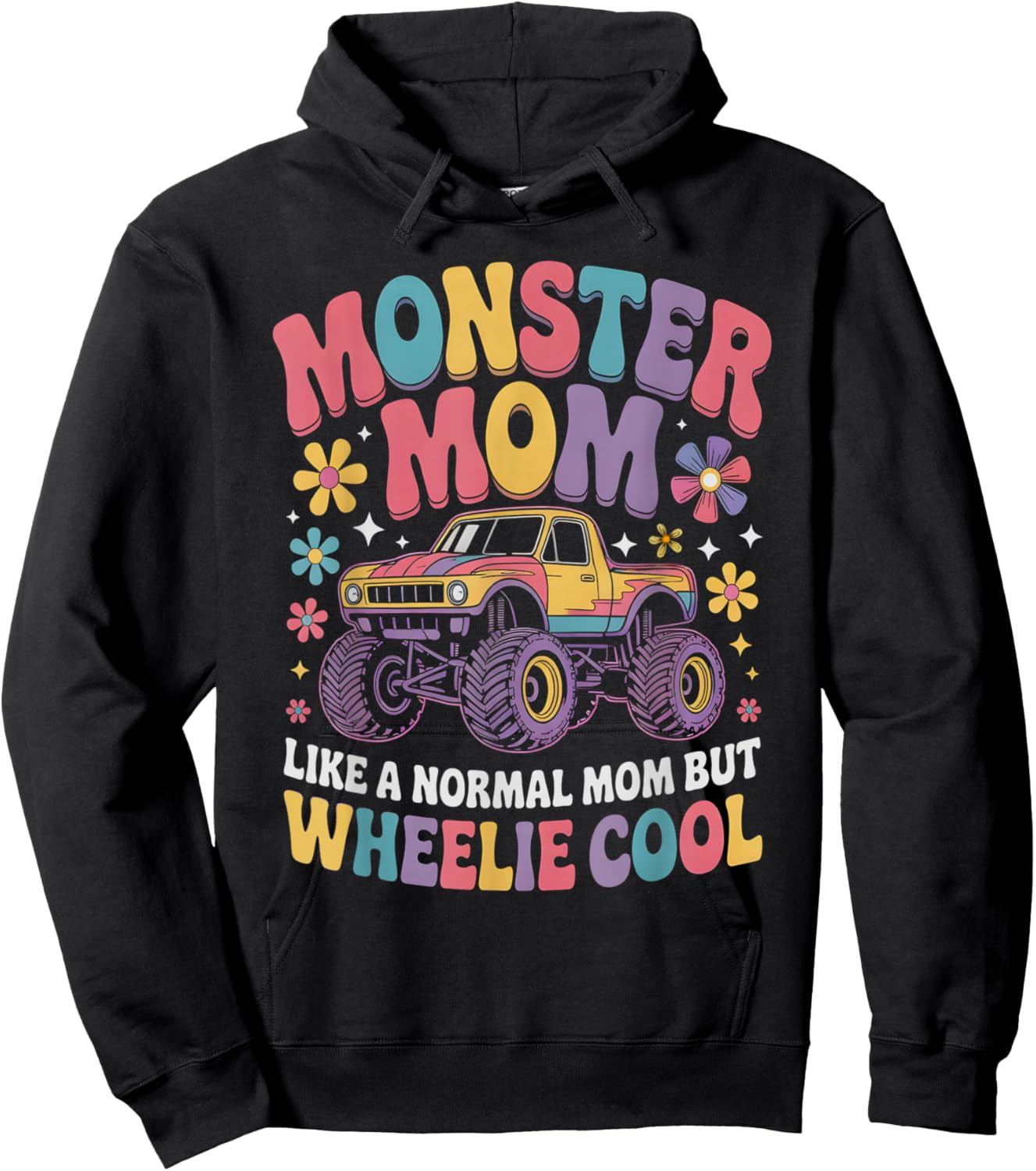Vintage Monster MOM Like Normal Mama But Wheelie Cool Hoodie - Hoodie | Black