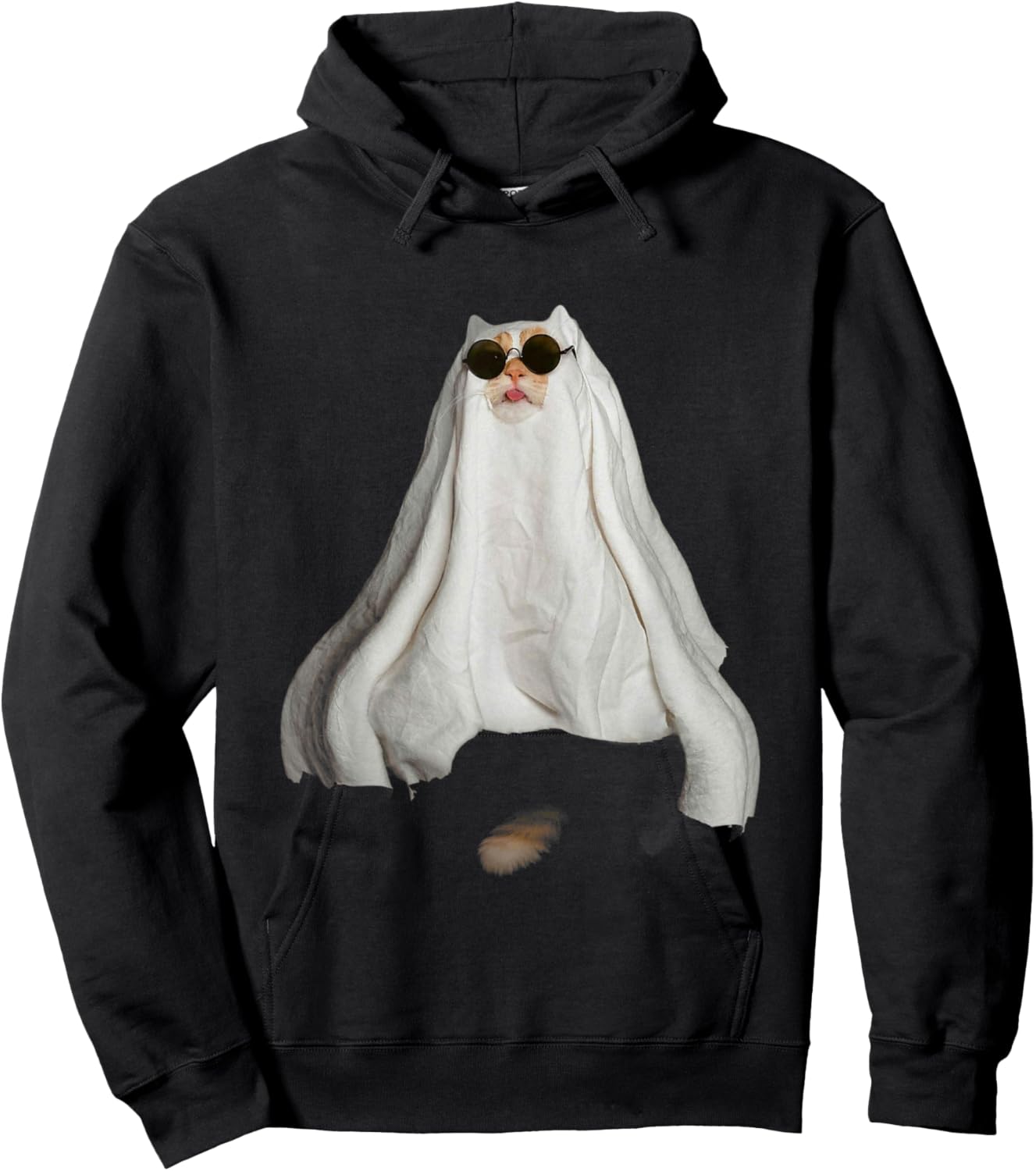 Ghost Cat Meme Funny Halloween Men Women Kids Hoodie - Hoodie | Black