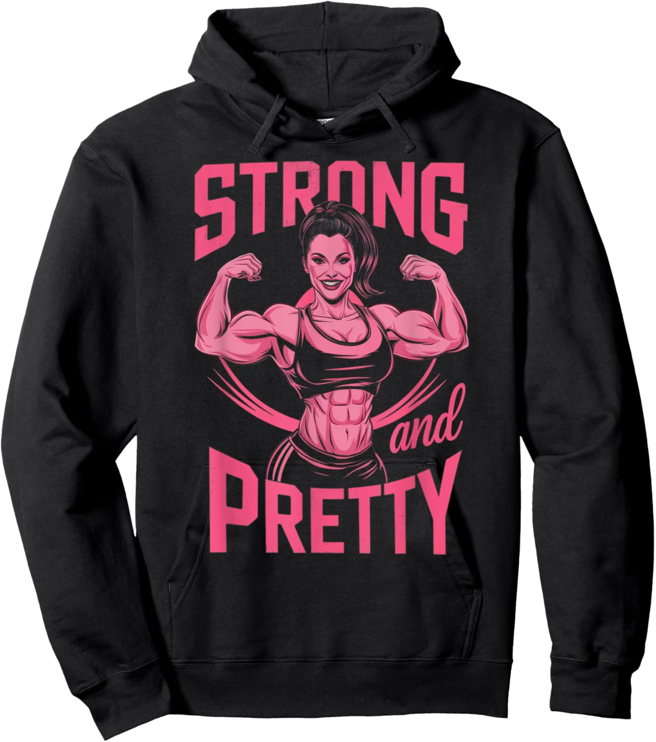 Strong And Pretty Women Powerlifting Weightlifting Workout Hoodie - Hoodie | Black