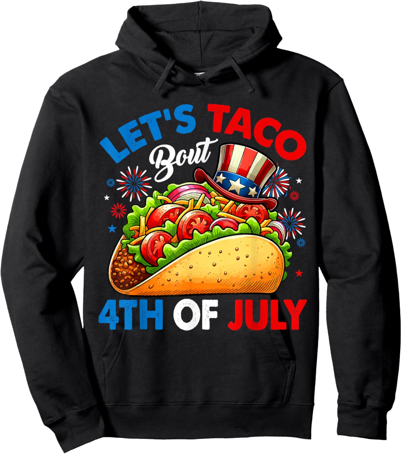 4th Of July Costume Mexican Taco Food Lover Fireworks Hoodie - Hoodie | Black