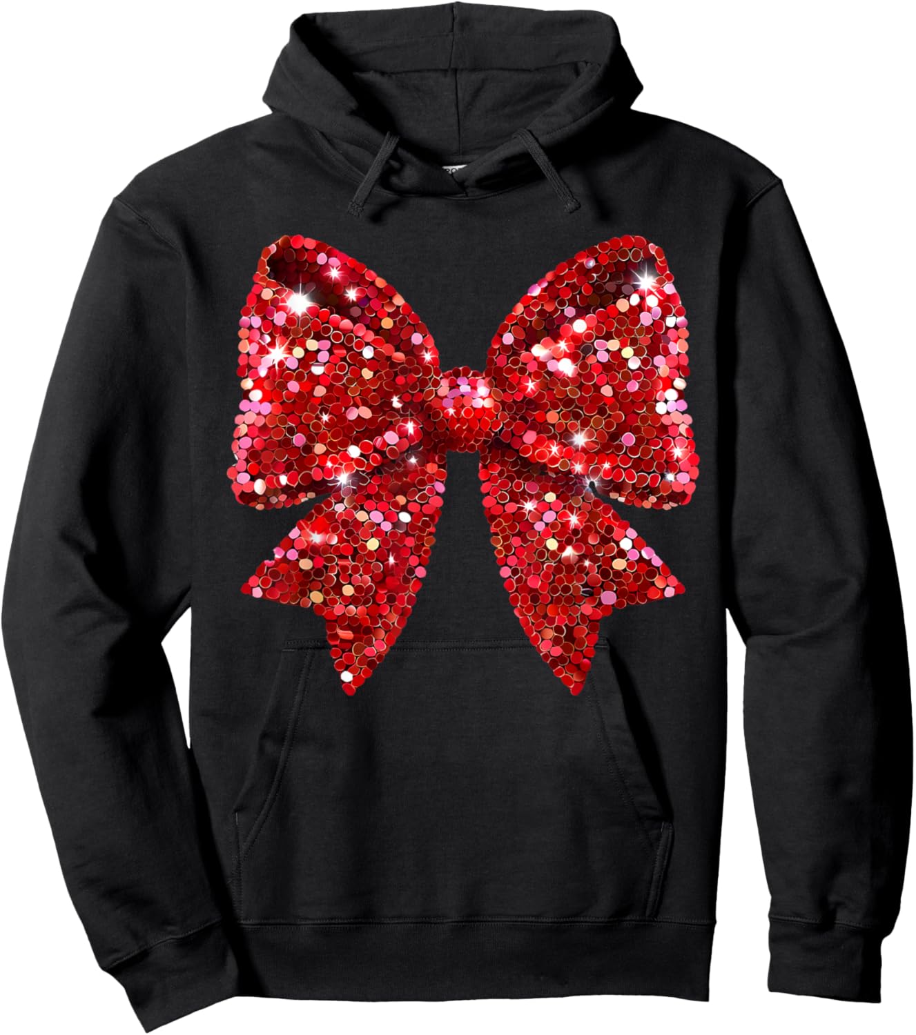 Red Coquette Bow Disco Ball Christmas Holiday Women Girl Kid Hoodie - Hoodie | Black