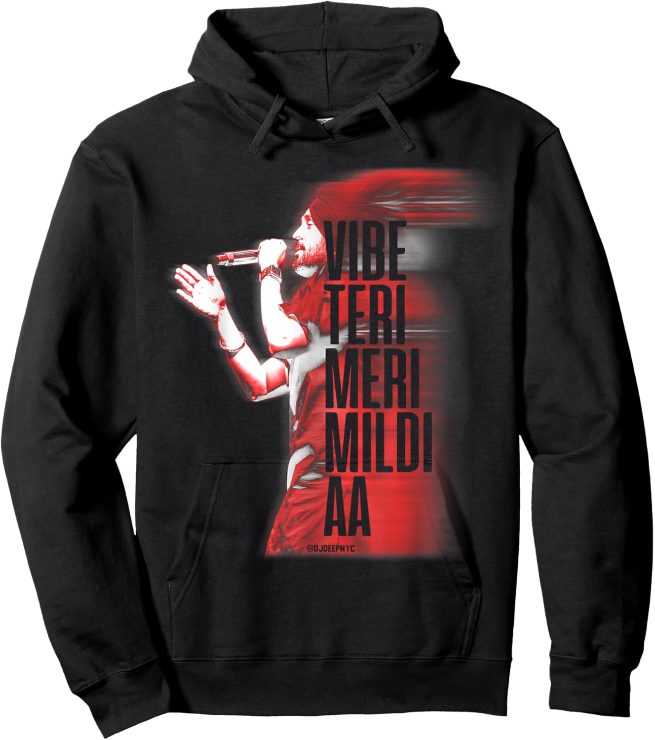 DJ DEEP NYC Vibe Teri Meri Mildi Aa | Desi Apparel | DILJIT , Small, Black Hoodie - Hoodie | Black