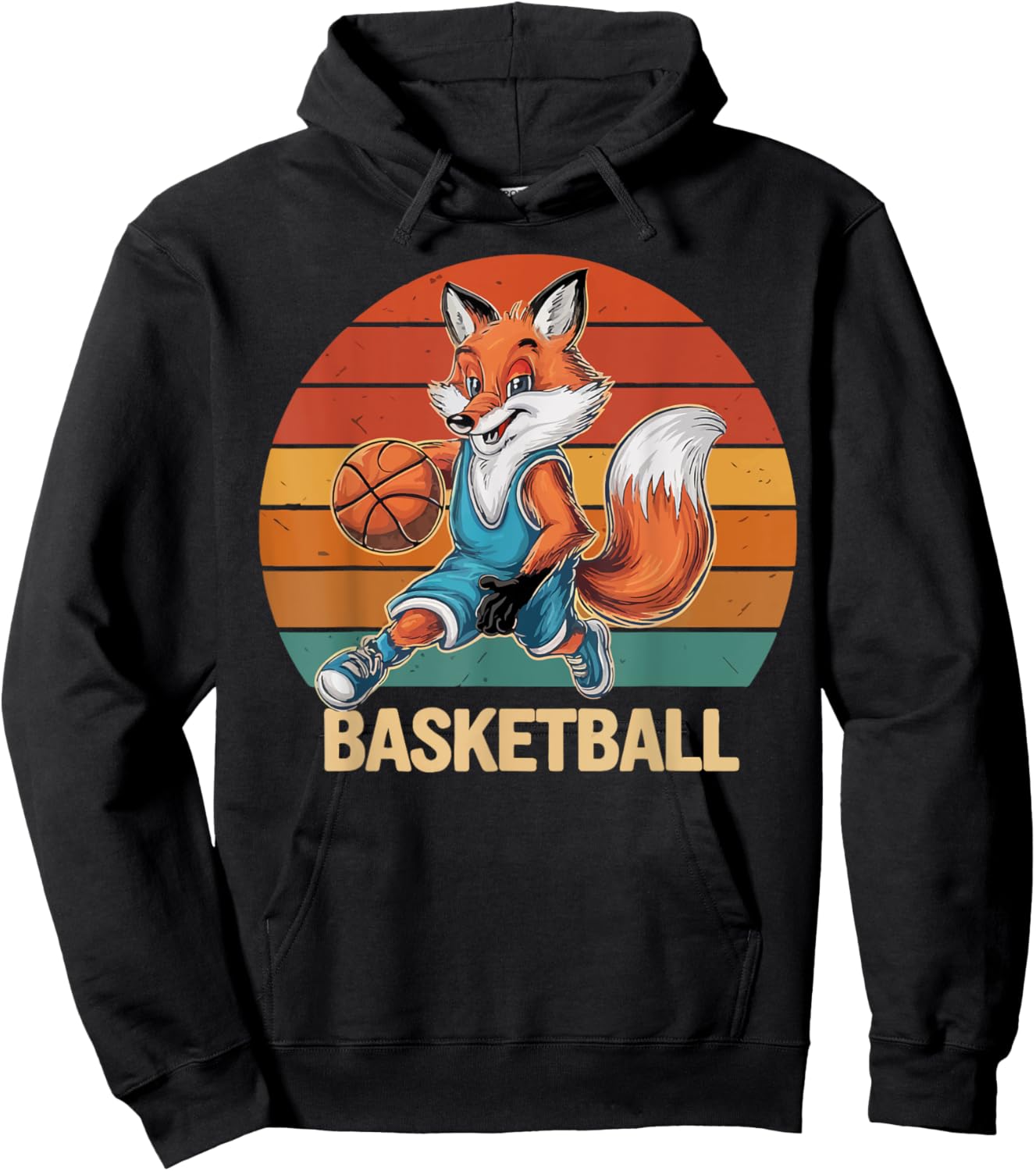 Vintage The fox Playing Basketball The fox lovers basketball Hoodie - Hoodie | Black