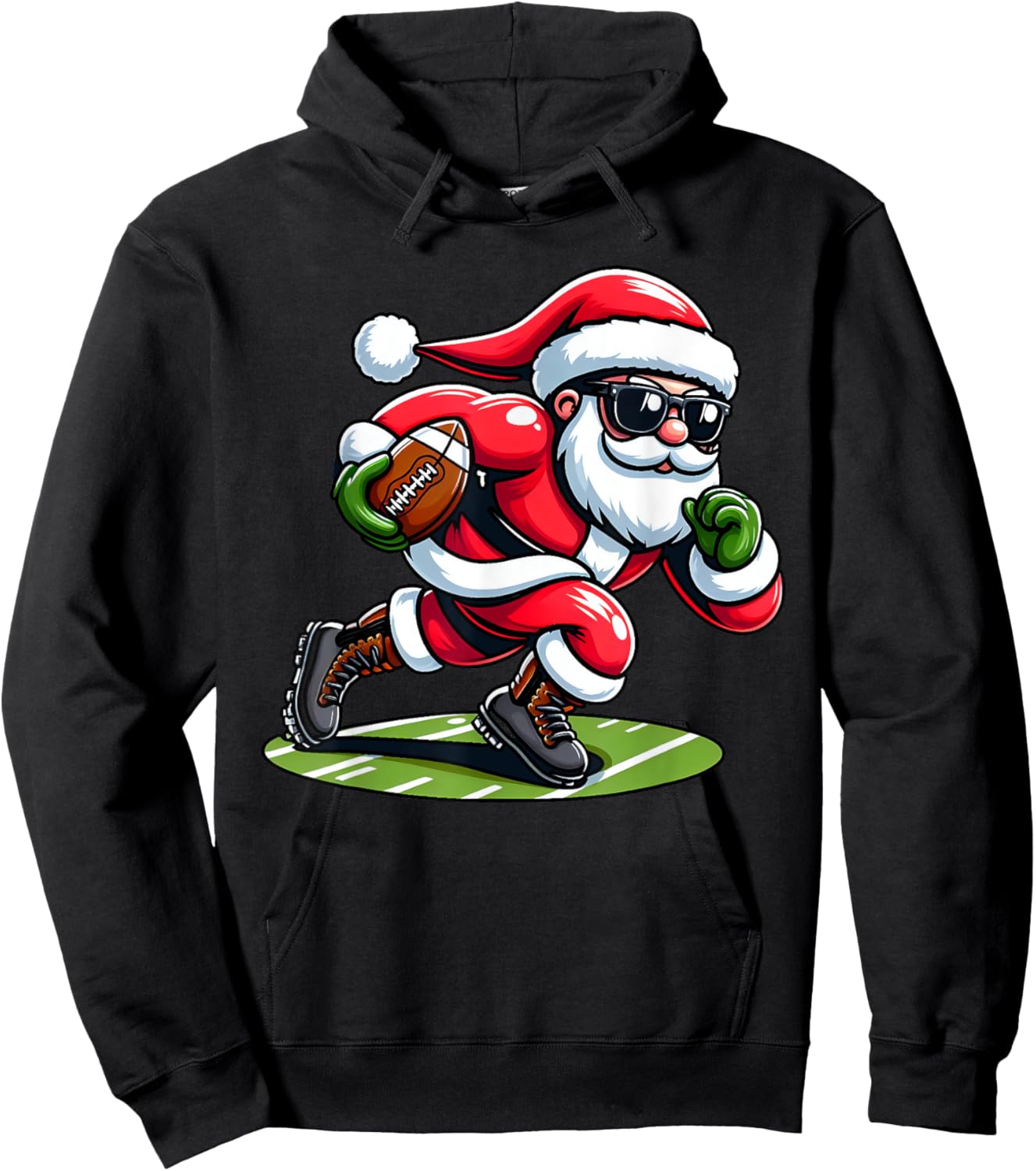 Christmas Santa Claus Play A Football Funny Boys Kids Xmas Hoodie - Hoodie | Black
