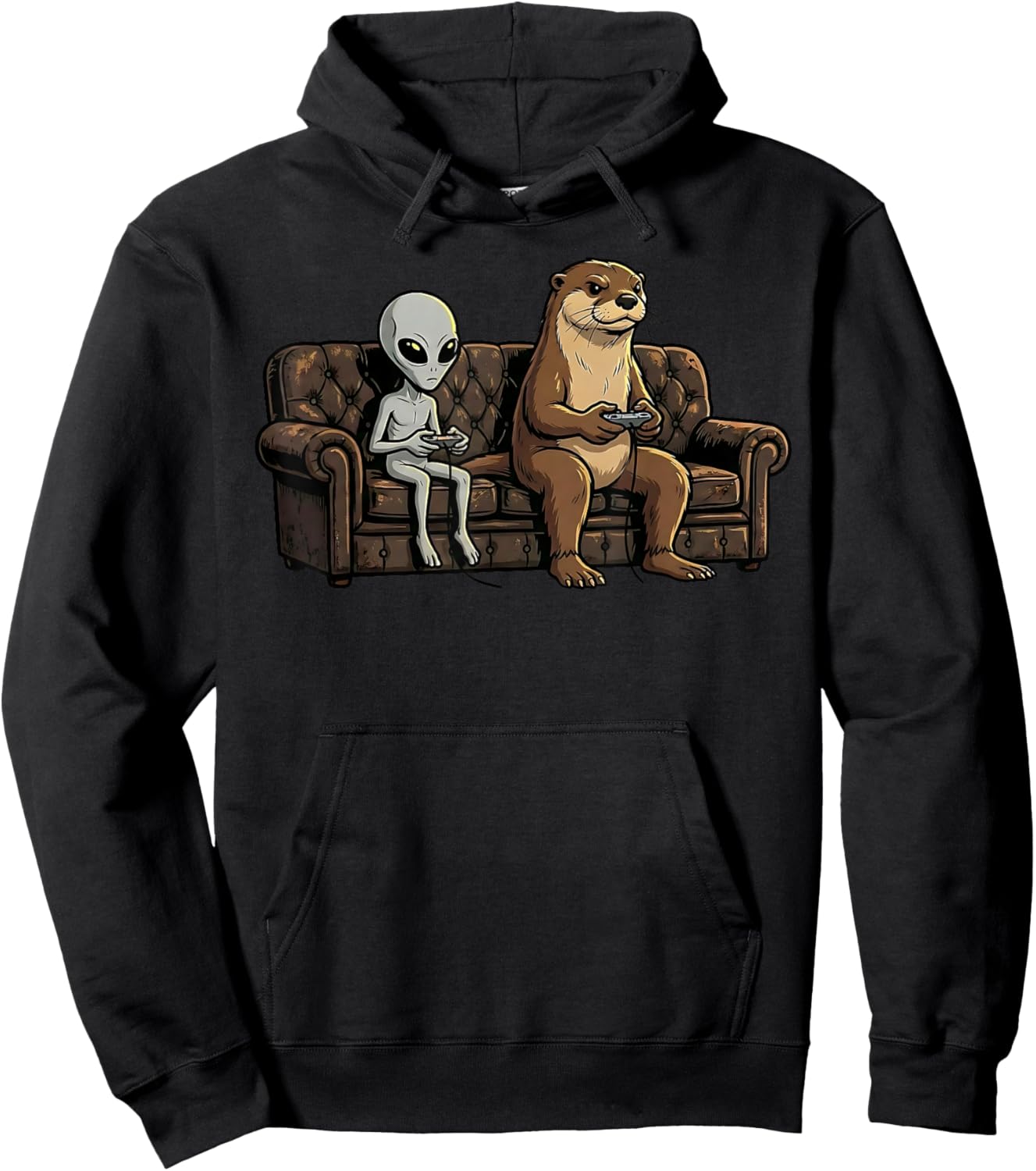 Funny Otter Alien Gaming Video Games Gamer Kids Hoodie - Hoodie | Black