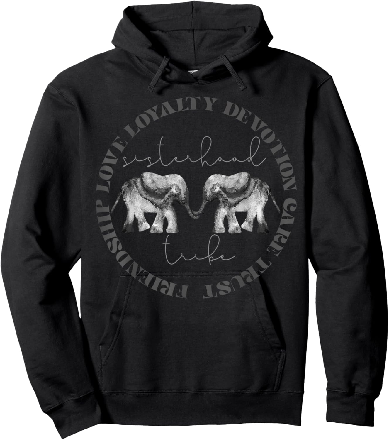 Elephant Friendship Sisterhood Tribe Squad Friend Group Hoodie - Hoodie | Black