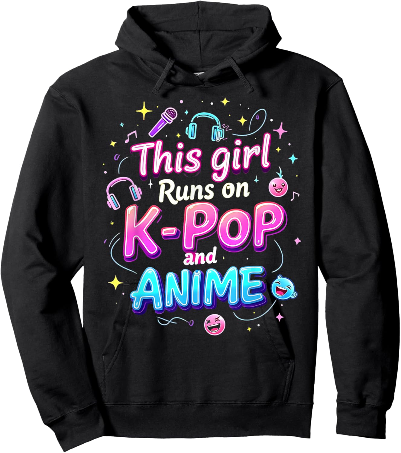 This Girl Runs On K-pop And Anime Cute Fan Hoodie - Hoodie | Black