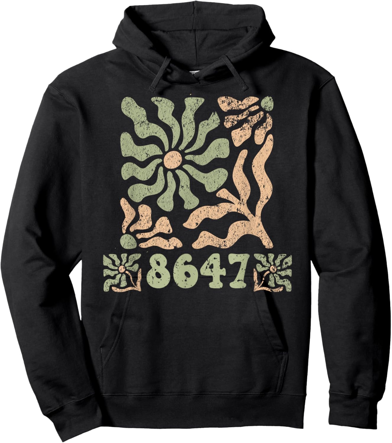 8647 Subtle Anti Trump 86 47 Floral Boho Style Hoodie - Hoodie | Black