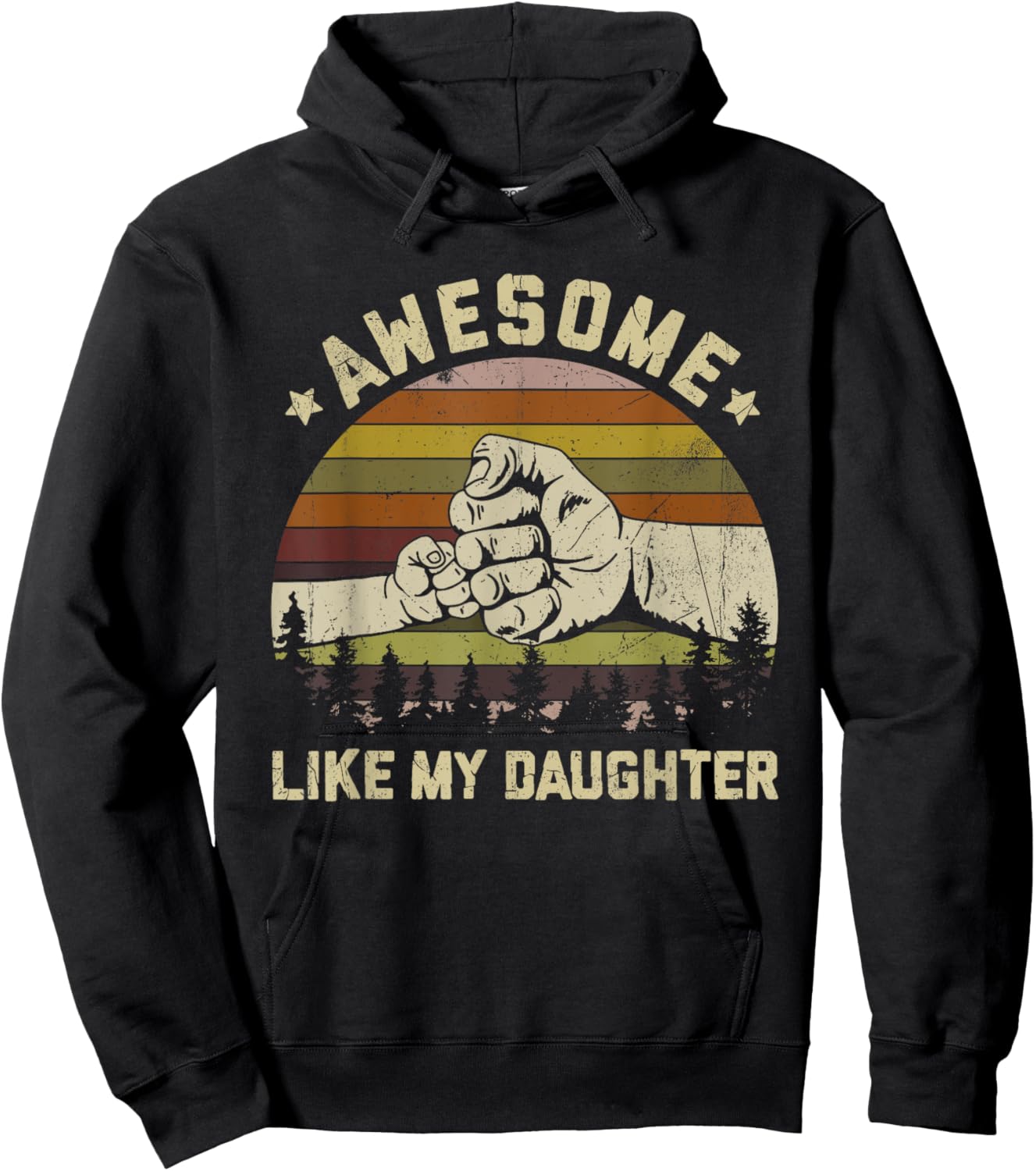Awesome Like My Daughter Vintage Father's Day Funny Dad Hoodie - Hoodie | Black