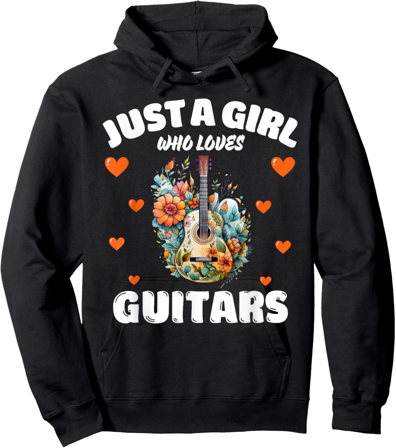 Just A Girl Who Loves Guitars, Music Lover Guitarist Hoodie - Hoodie | Black