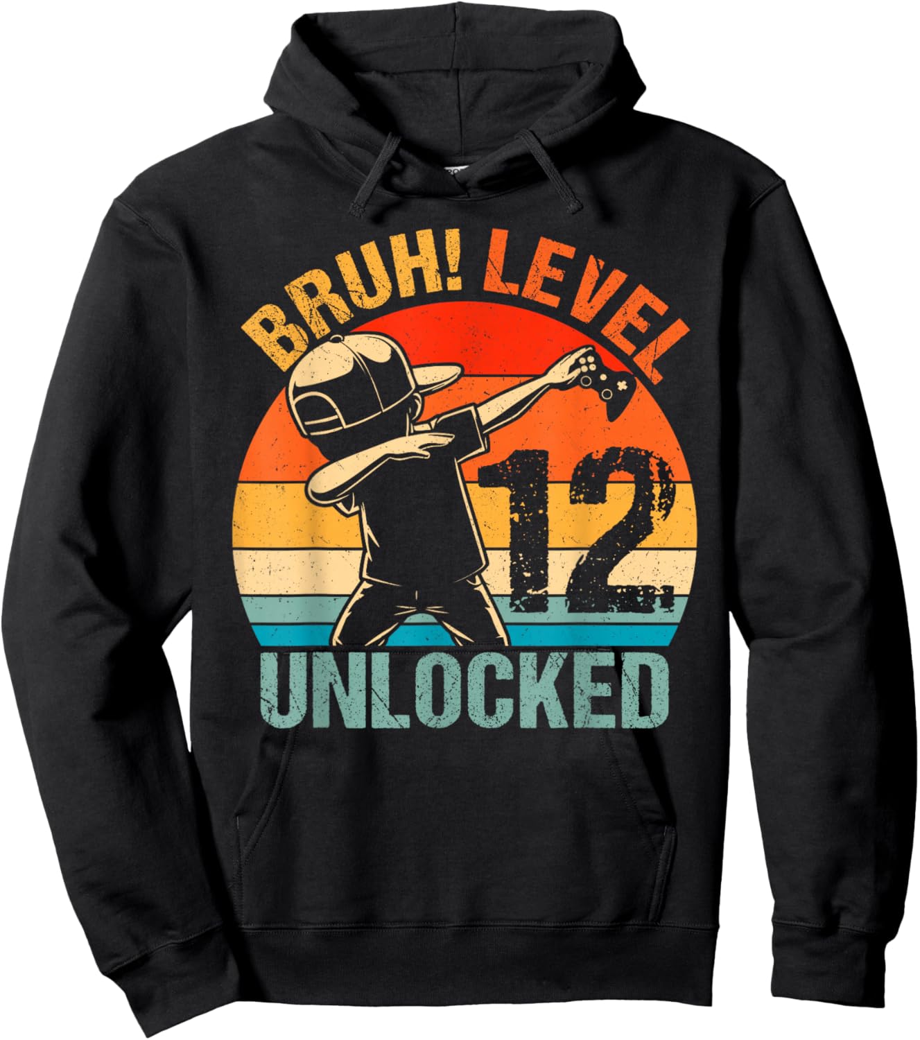12 Years Old Birthday Dabbing Boy Bruh 12th Level Unlocked Hoodie - Hoodie | Black