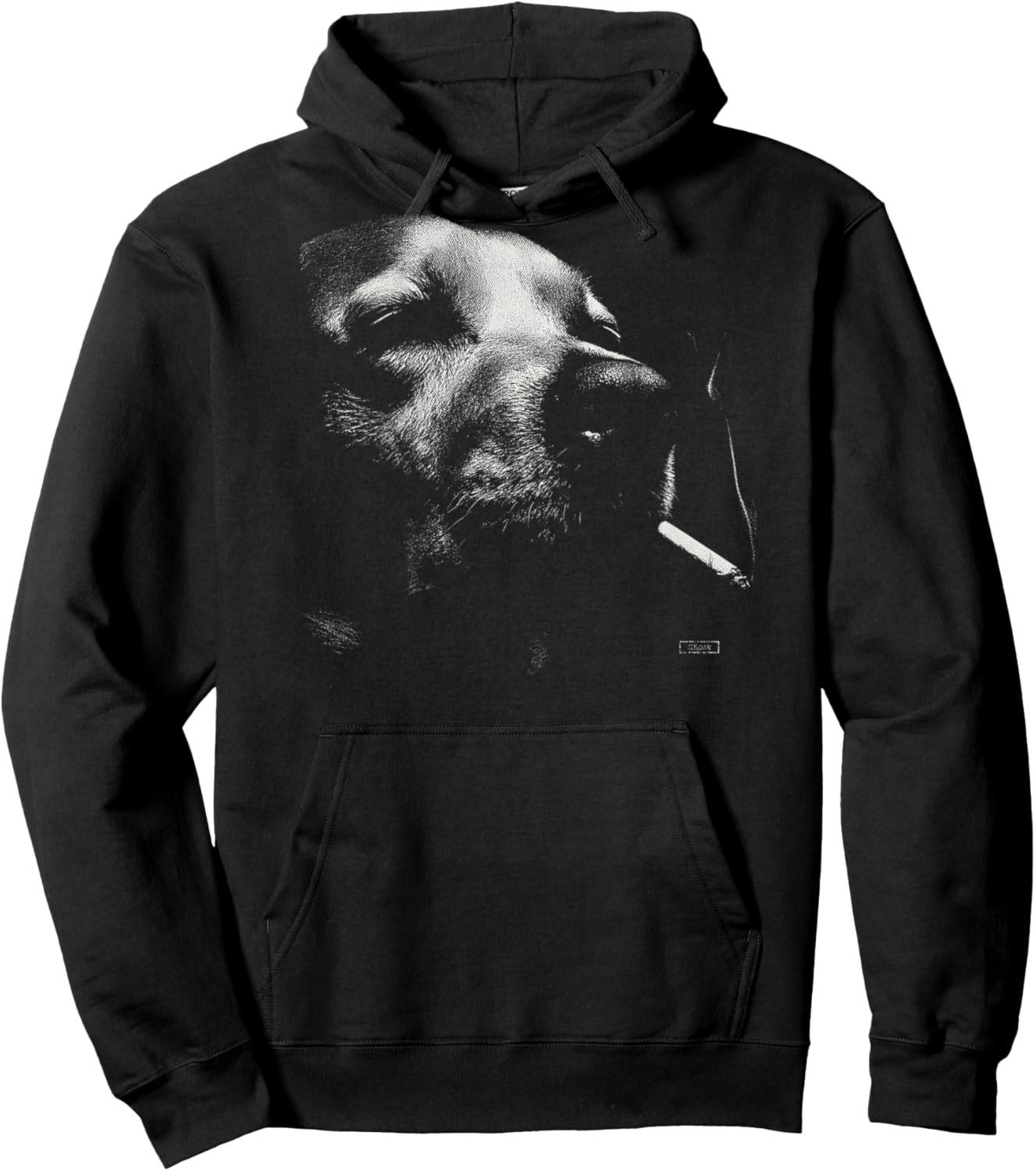 Golden Retriever Smoking Cigarette Grunge Vintage Meme Back Hoodie - Hoodie | Black