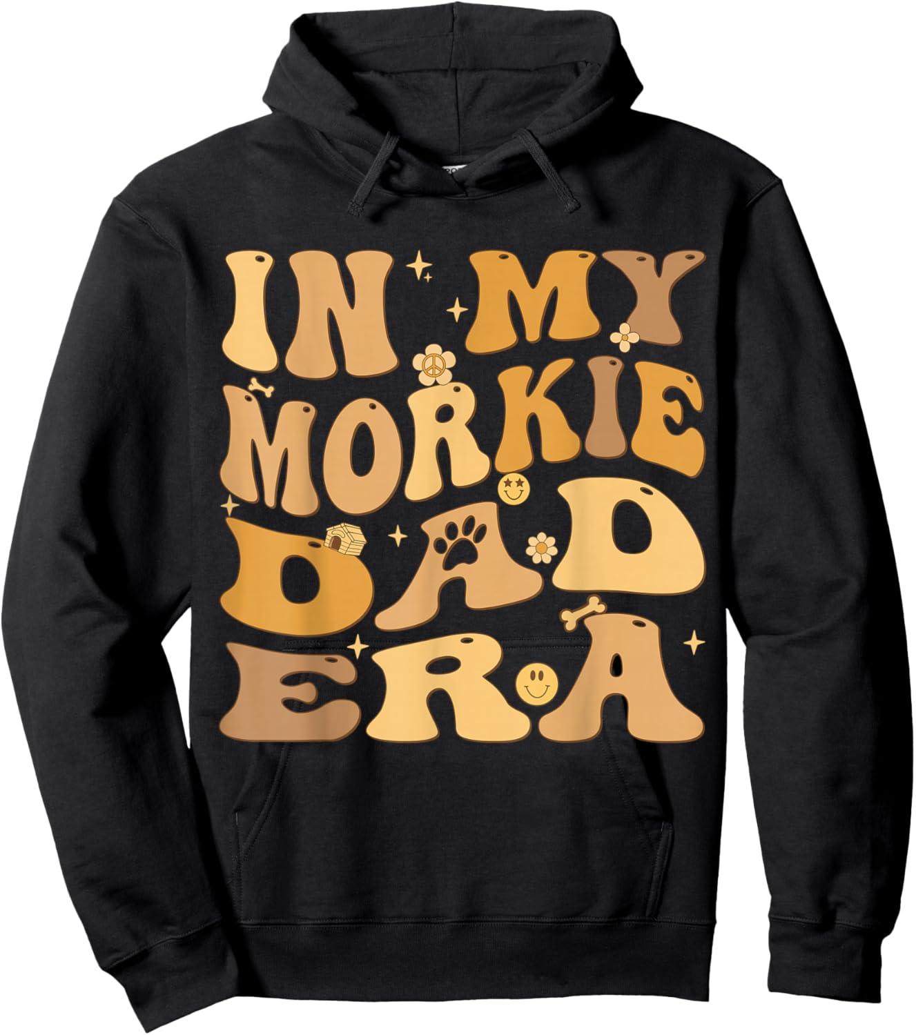 In My Morkie Dad Era Groovy Morkshire Terrier Dog Men Women Kids Hoodie - Hoodie | Black