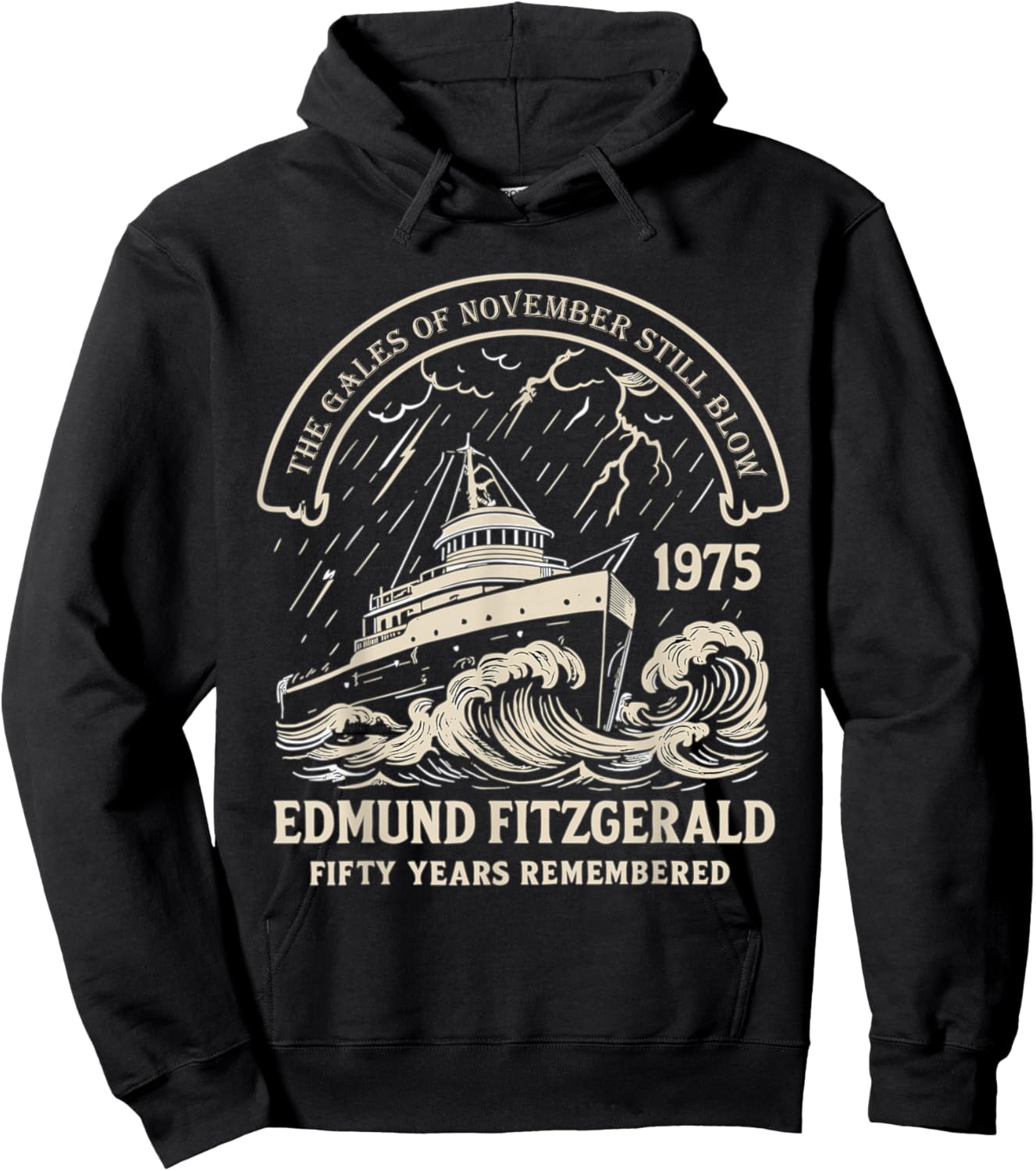 Edmund Fitzgerald 1975 Gales of November Memorial Hoodie - Hoodie | Black