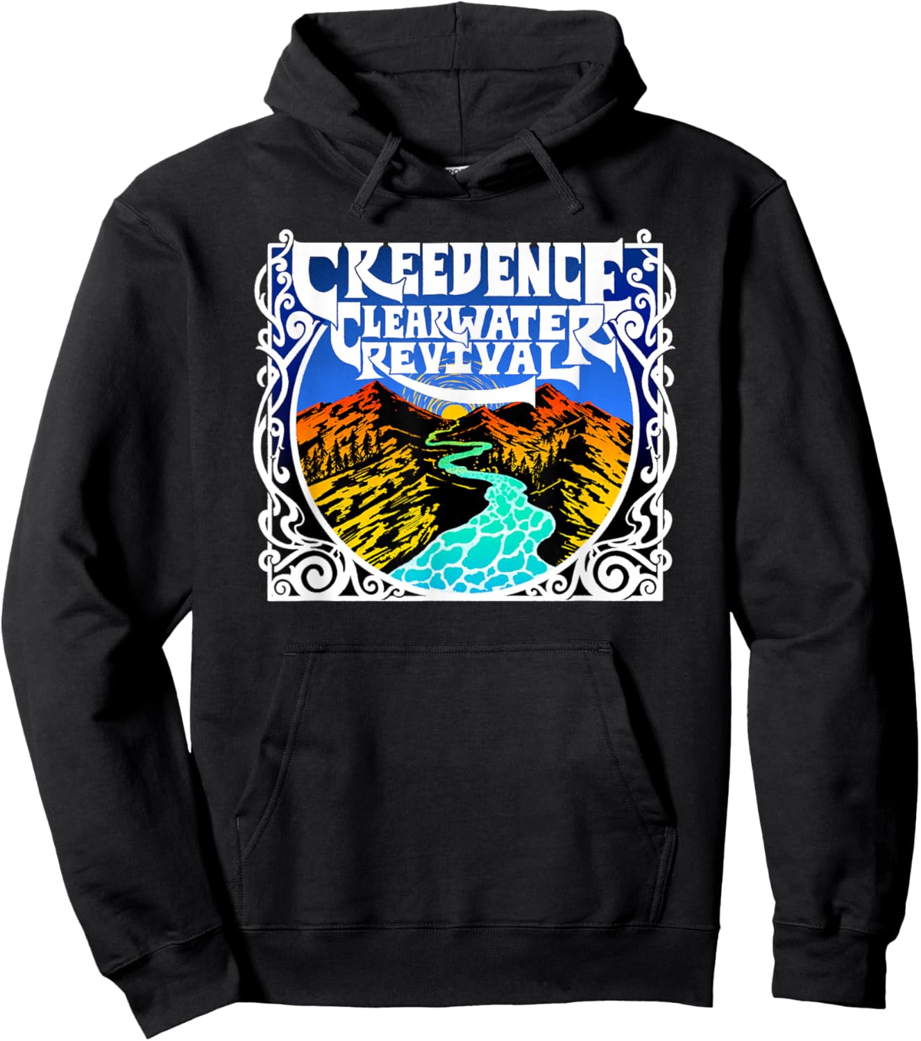 Creedence Clearwater Revival Adults Kids Blue Short Sleeve Cotton Polyester Blend Classic Fit Small Hoodie - Hoodie | Black