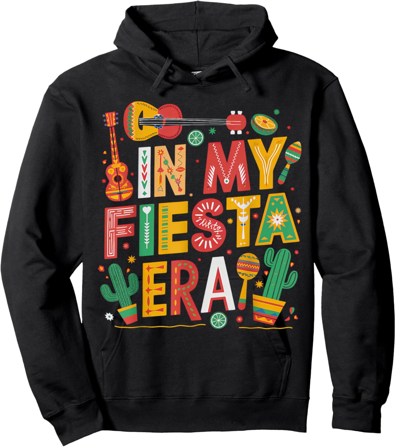 In My Fiesta Era Retro Cinco De Mayo Groovy Girls Hoodie - Hoodie | Black