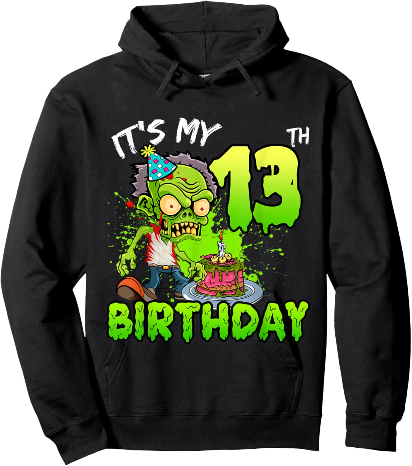 It's My 13th Birthday Zombie Lover 13 Year Old Boys Girls Hoodie - Hoodie | Black