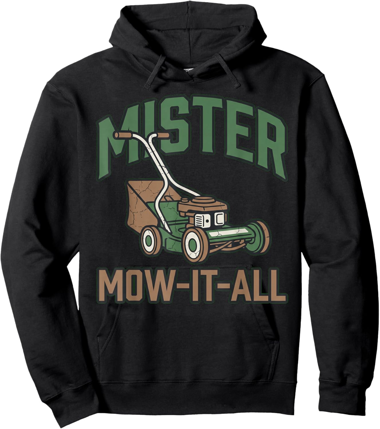 Funny Mister Mow It All Retro Lawn Care Landscaping Art Hoodie - Hoodie | Black