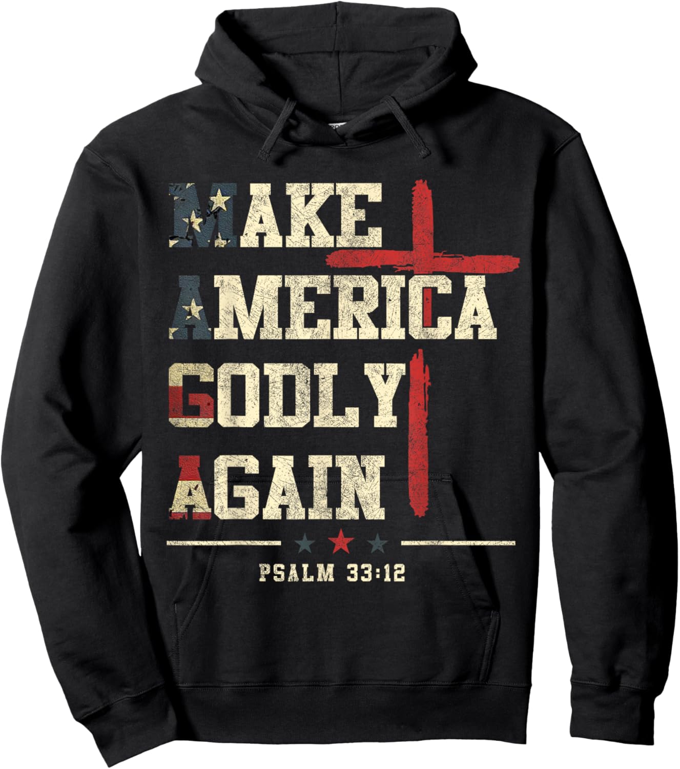 Jesus Make America Godly Again American Patriot Christian Hoodie - Hoodie | Black