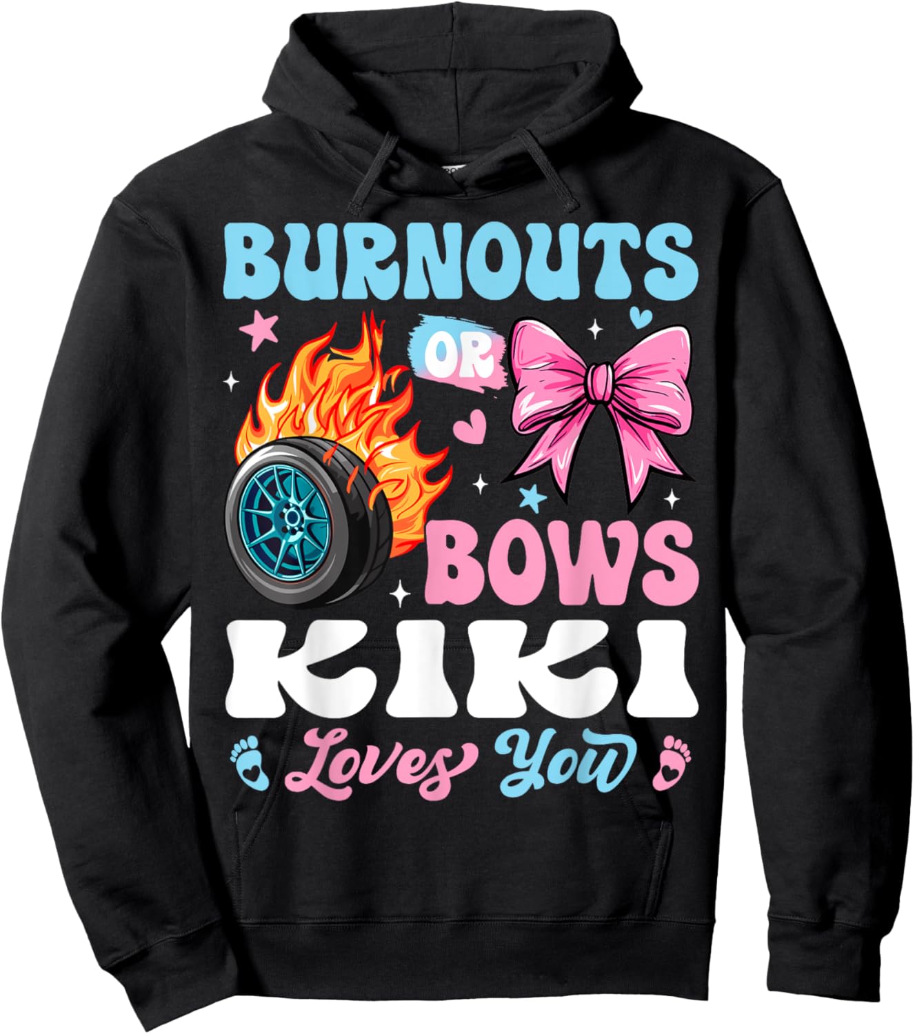 Burnouts or Bows Kiki Loves You Gender Reveal Party Hoodie - Hoodie | Black