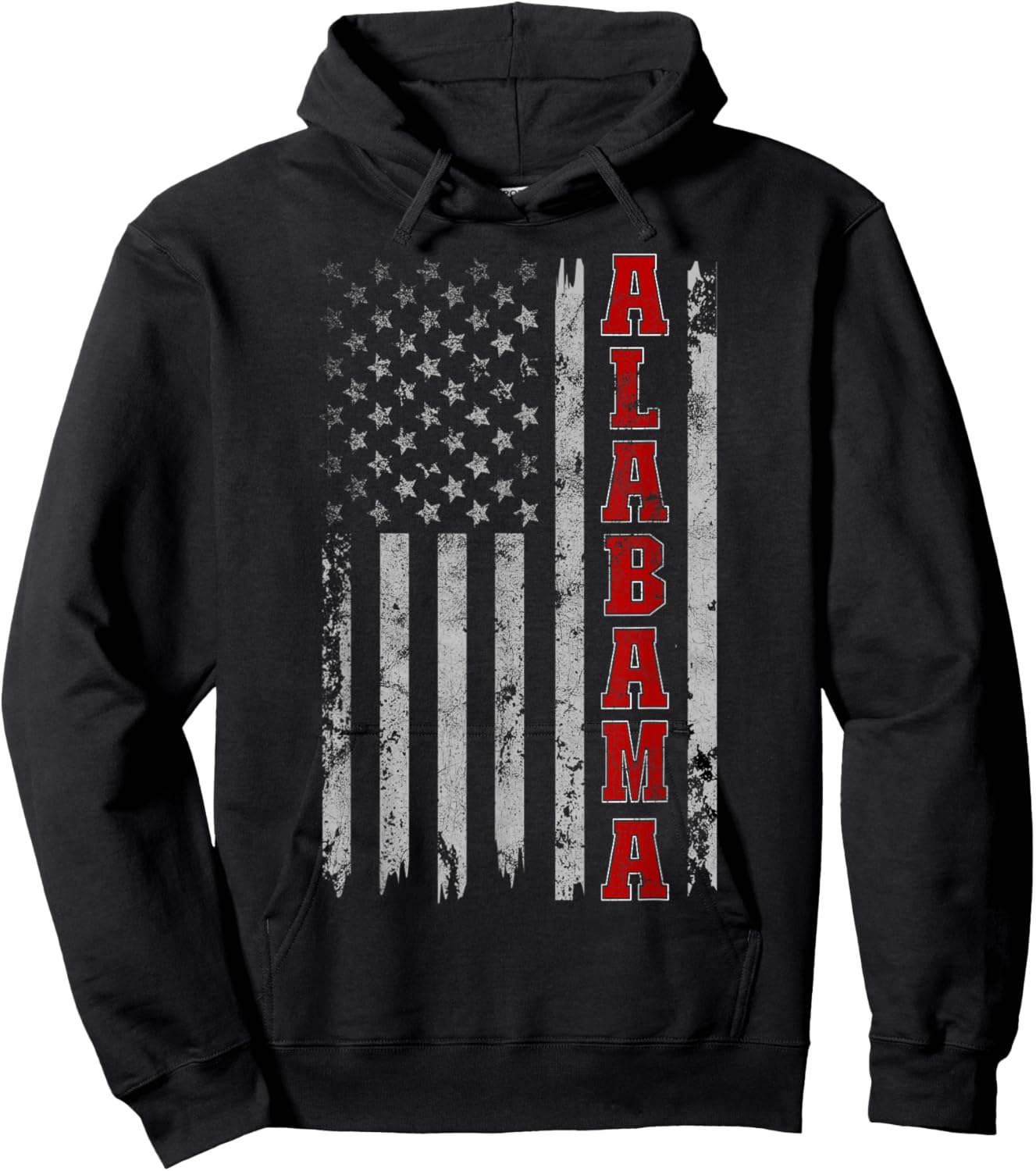 Alabama - Vintage Patriotic USA Flag Football Season Hoodie - Hoodie | Black