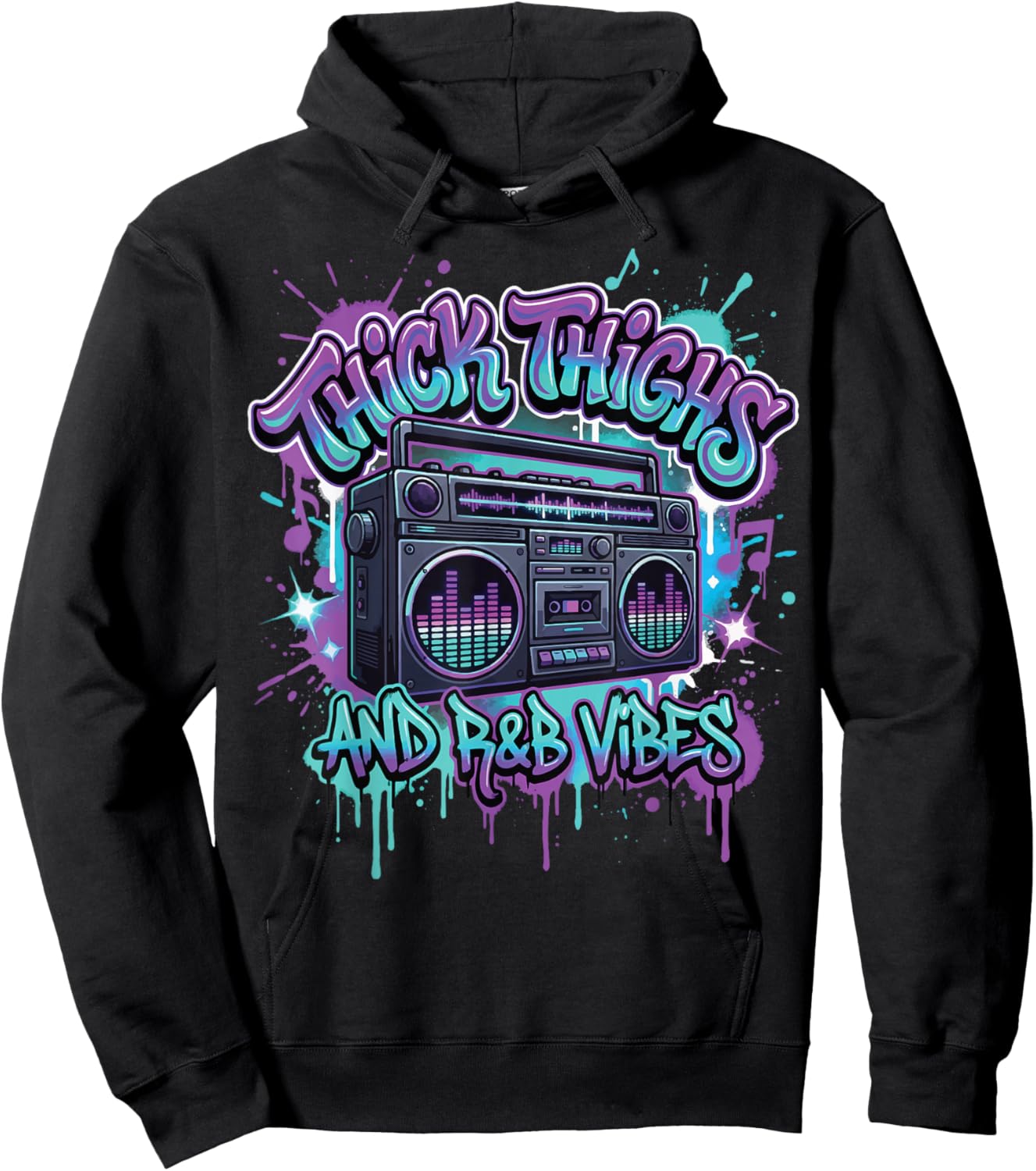 Thick Thighs R&B Vibes Hoodie - Hoodie | Black