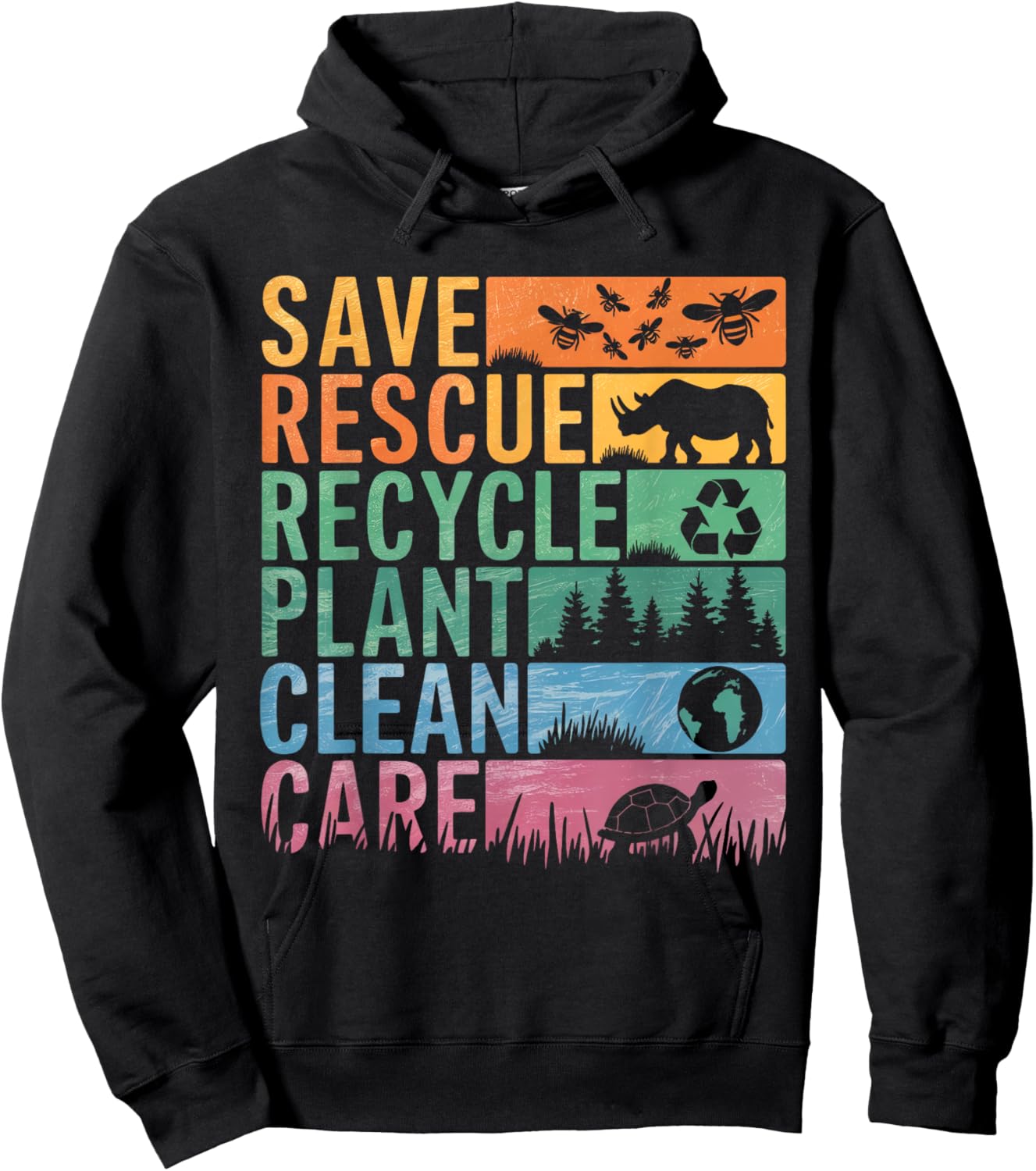 Save Bees Rescue Animals Recycle Plastic Earth Day Hoodie - Hoodie | Black